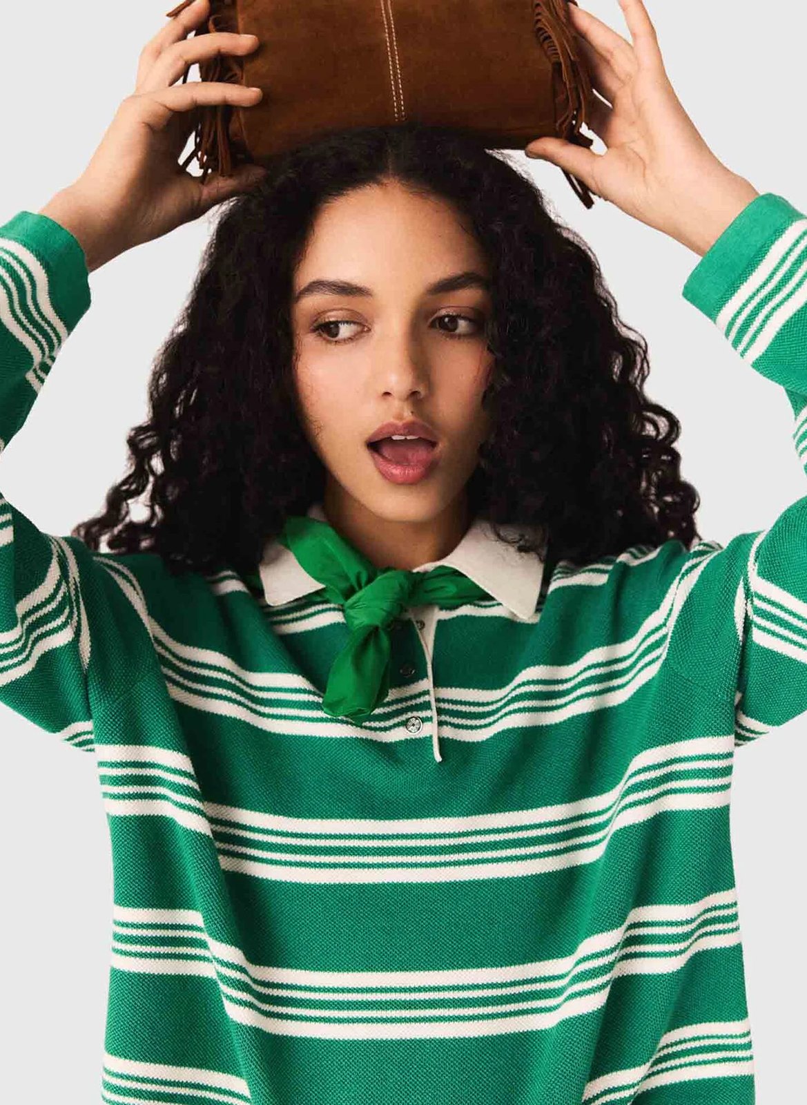 Lange mouwen gestreepte polo MAJE Groen