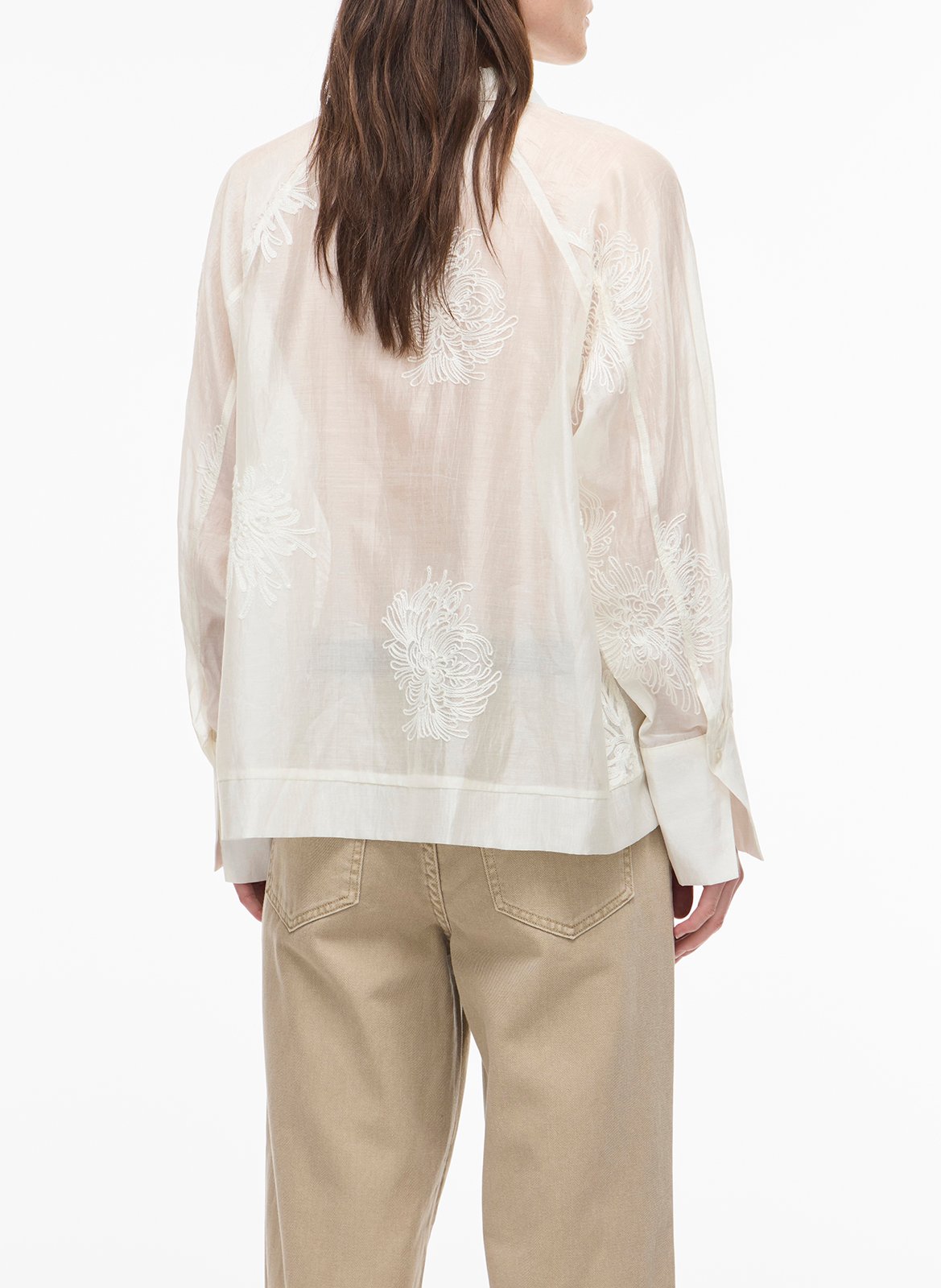 Recht overhemd met borduursel ROUGE EDIT Beige