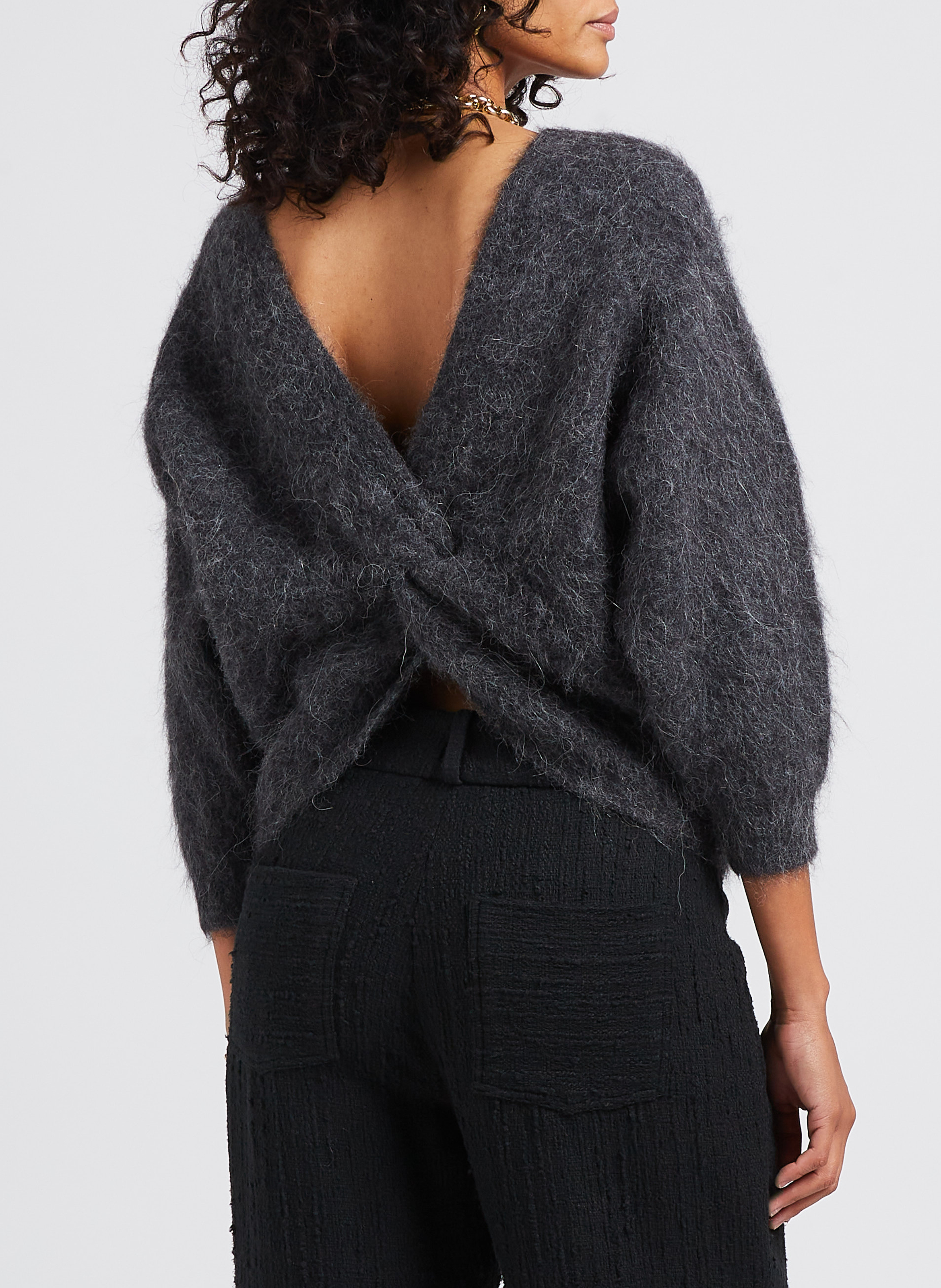 Pull col V en laine mélangé BA&SH Noir