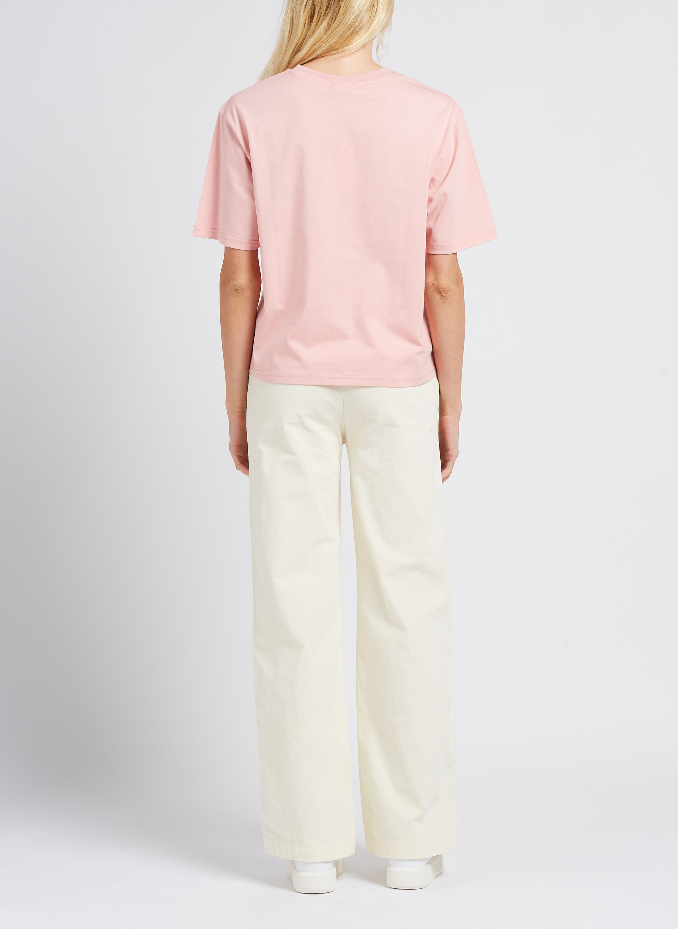 Tee-shirt col rond brodé en coton INDEE Rose