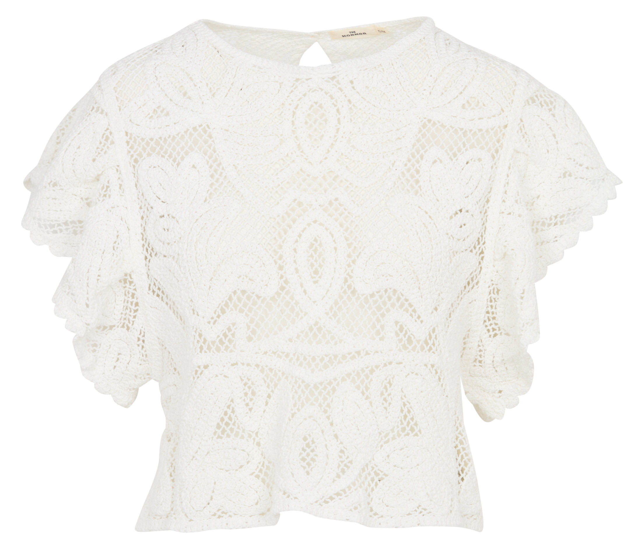 Top ample à dentelle en coton THE KORNER Blanc