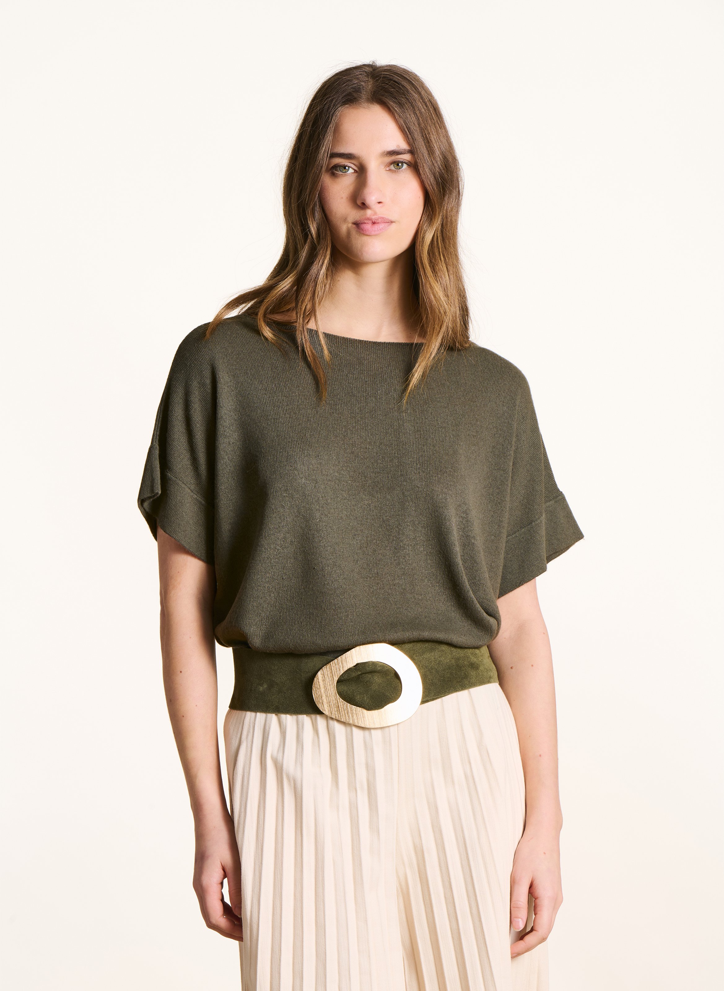 Pull oversize col bateau  LA FEE MARABOUTEE Vert