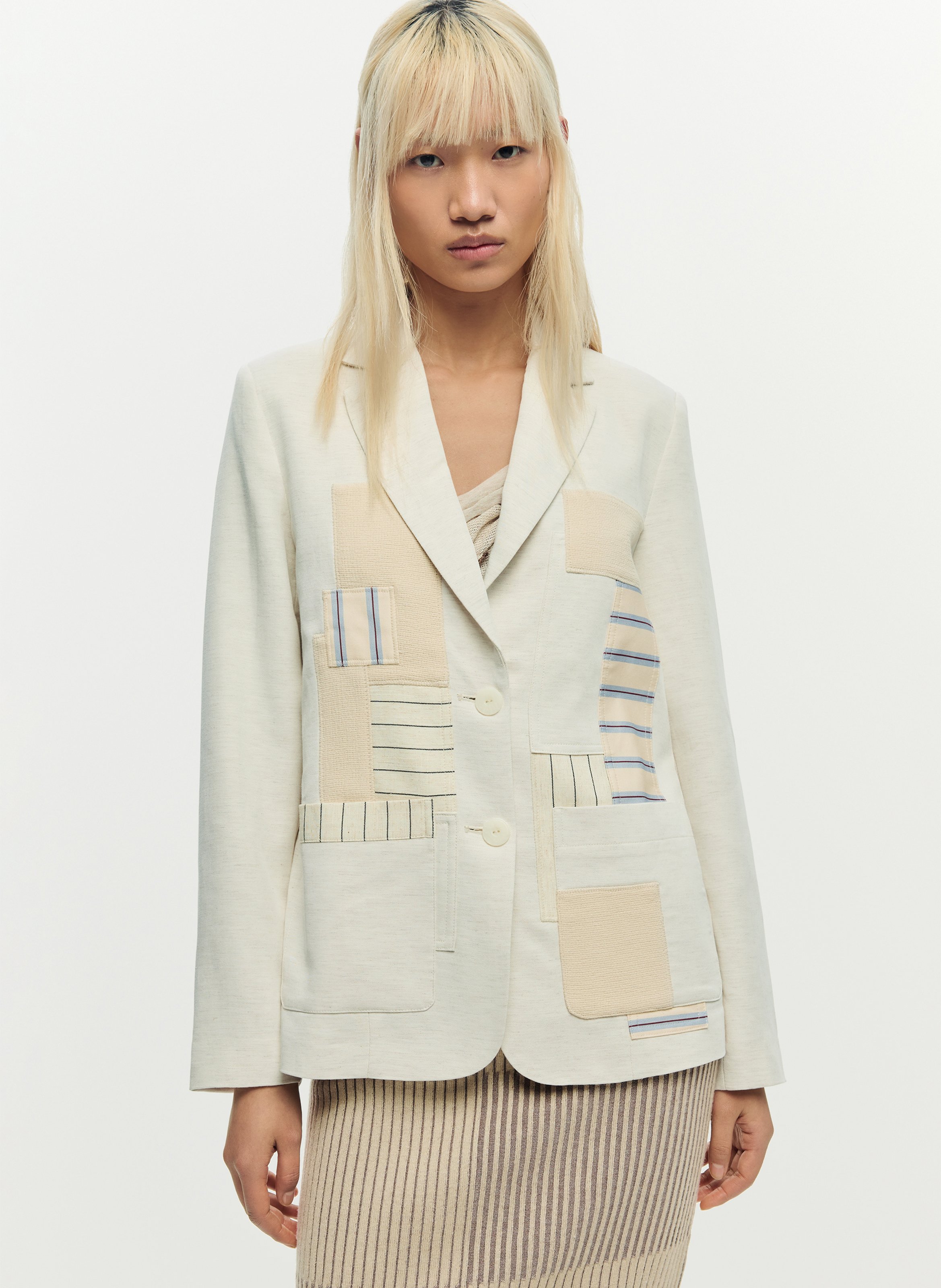 Veste de tailleur patchwork DESIGUAL Blanc