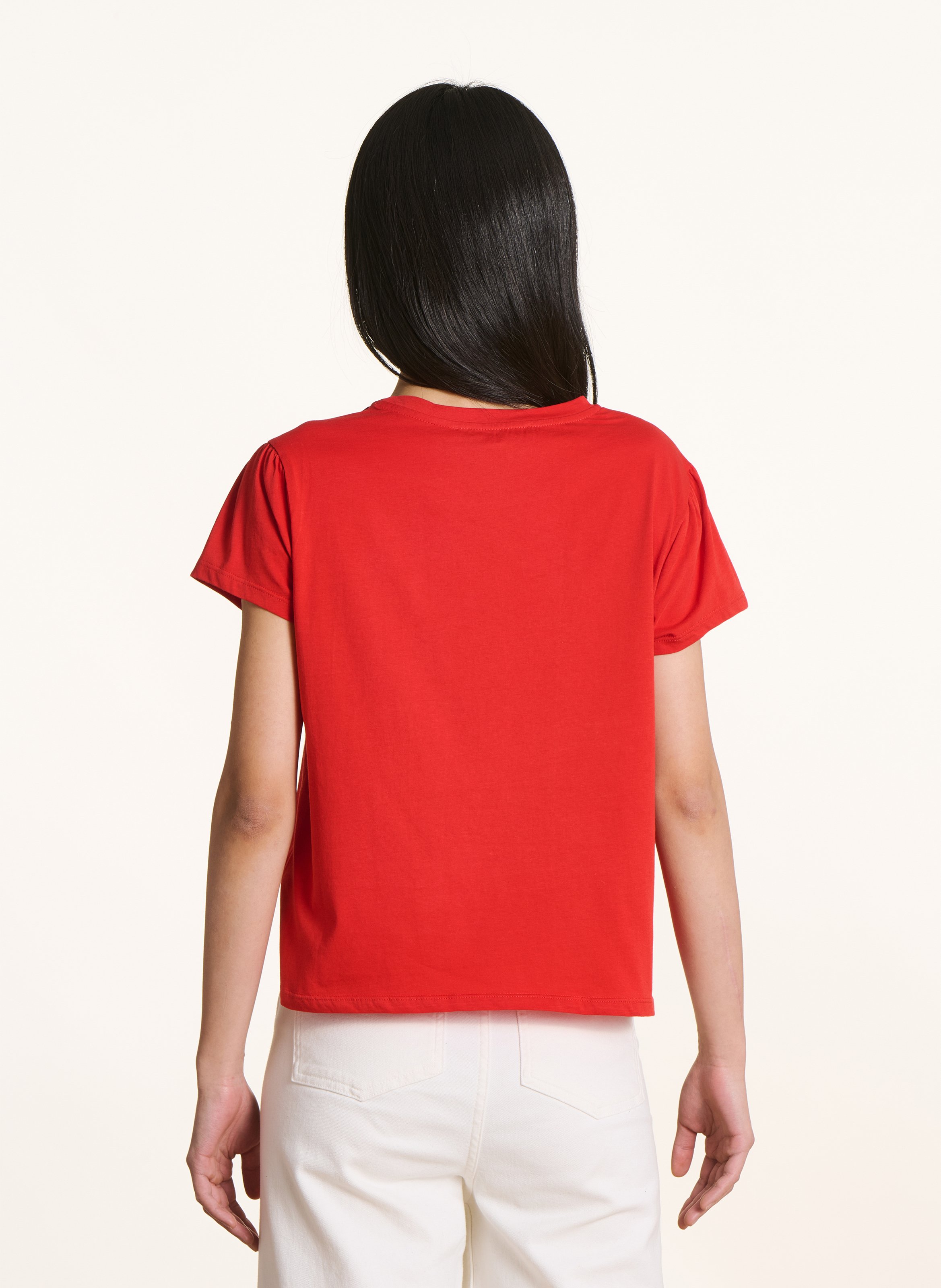 Tee-shirt droit col rond en coton bio LA FEE MARABOUTEE Rouge
