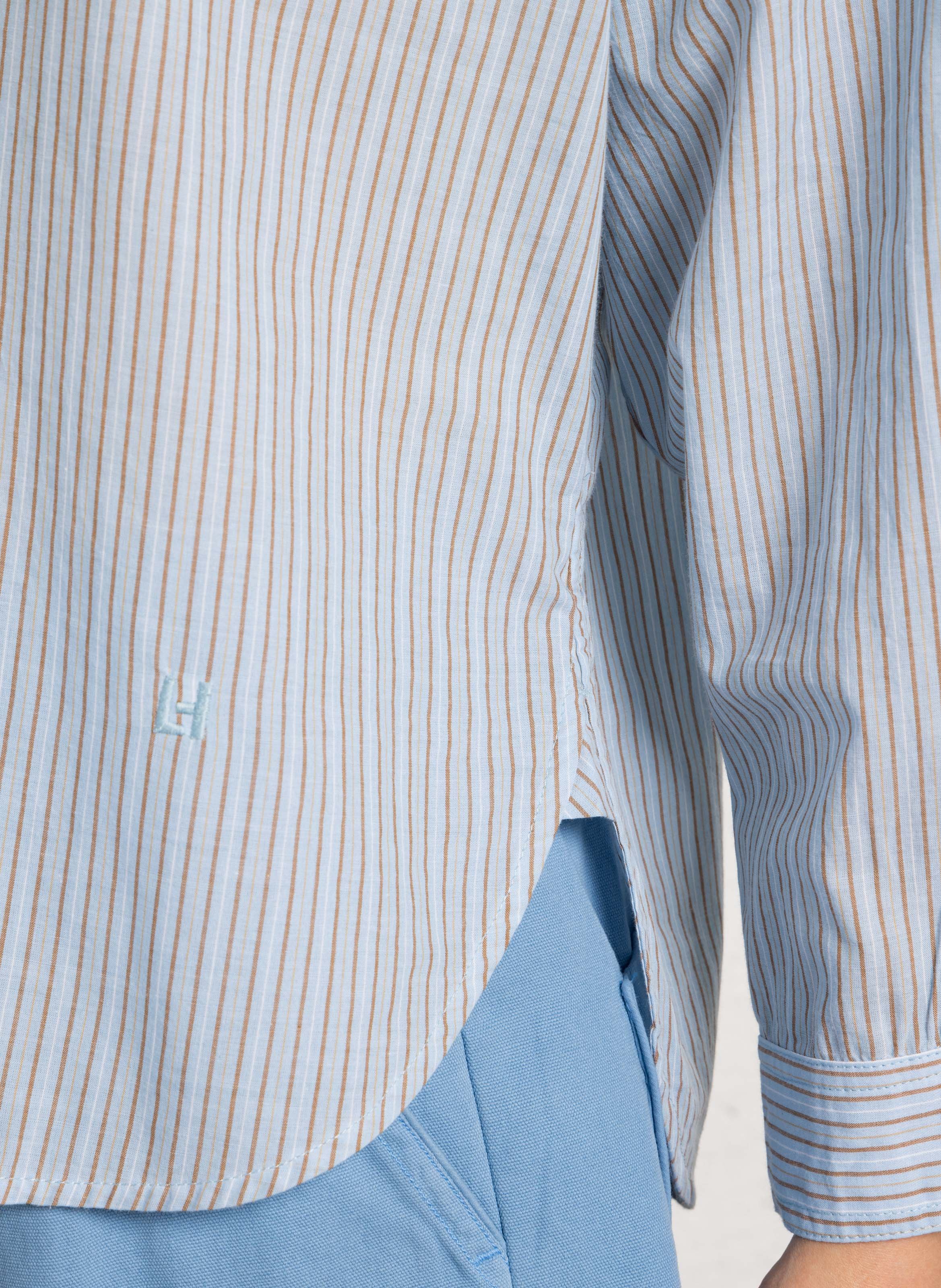 Weite Bluse mit klassischem Kragen aus Bio-Baumwolle LEON & HARPER Blau