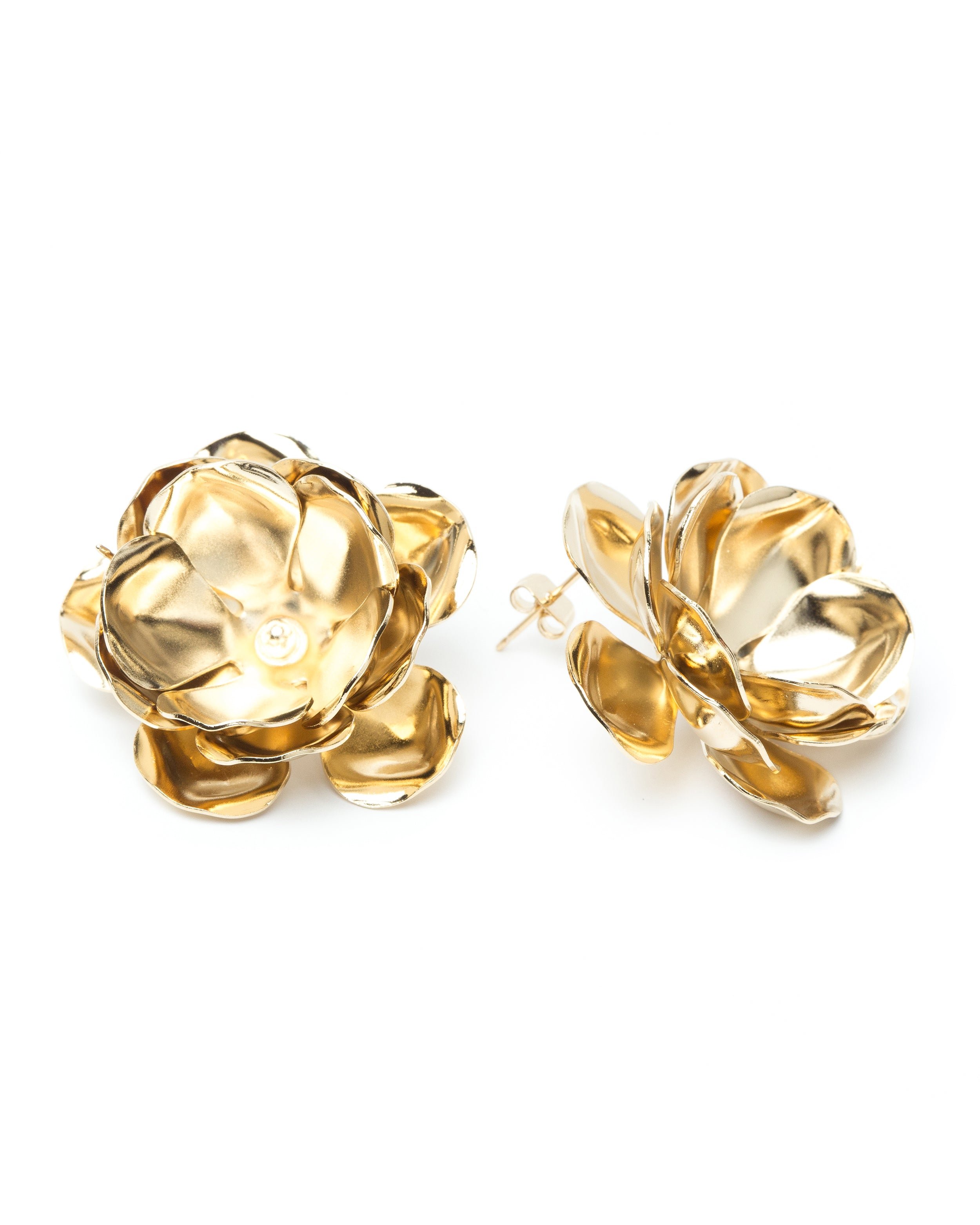Large flower stud earrings in silver-plated  MONSIEUR SIMONE
