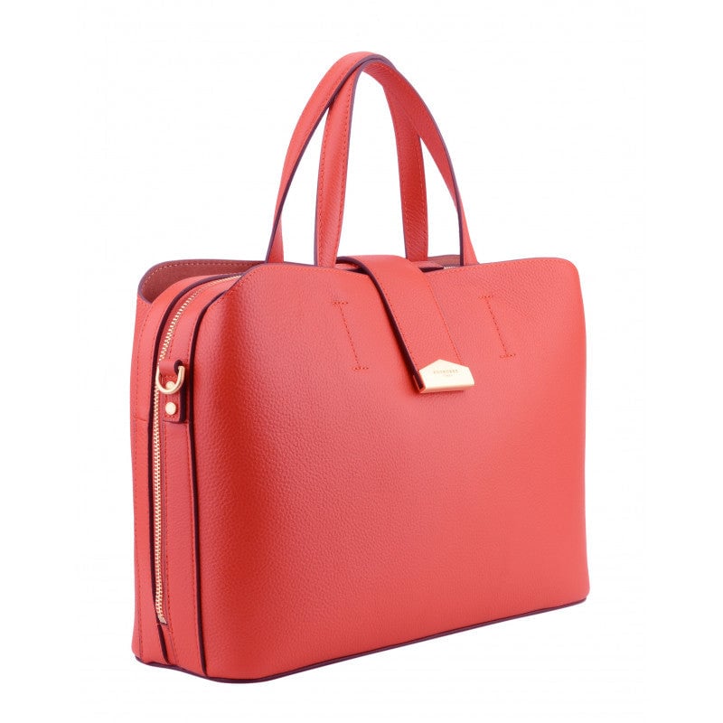 Calfskin leather handbag POURCHET Red