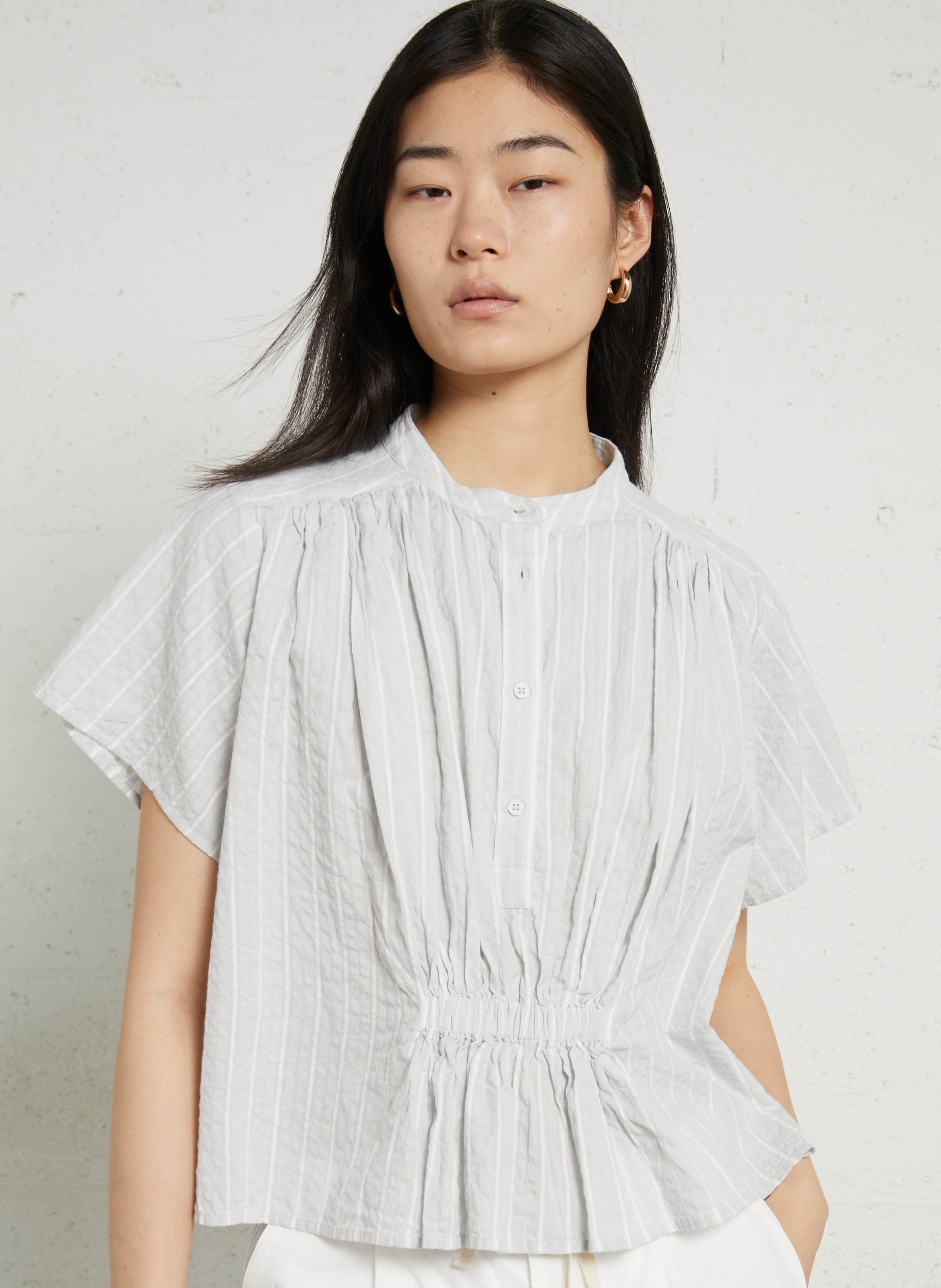 Round-neck cotton blouse BELLEPIECE Blue