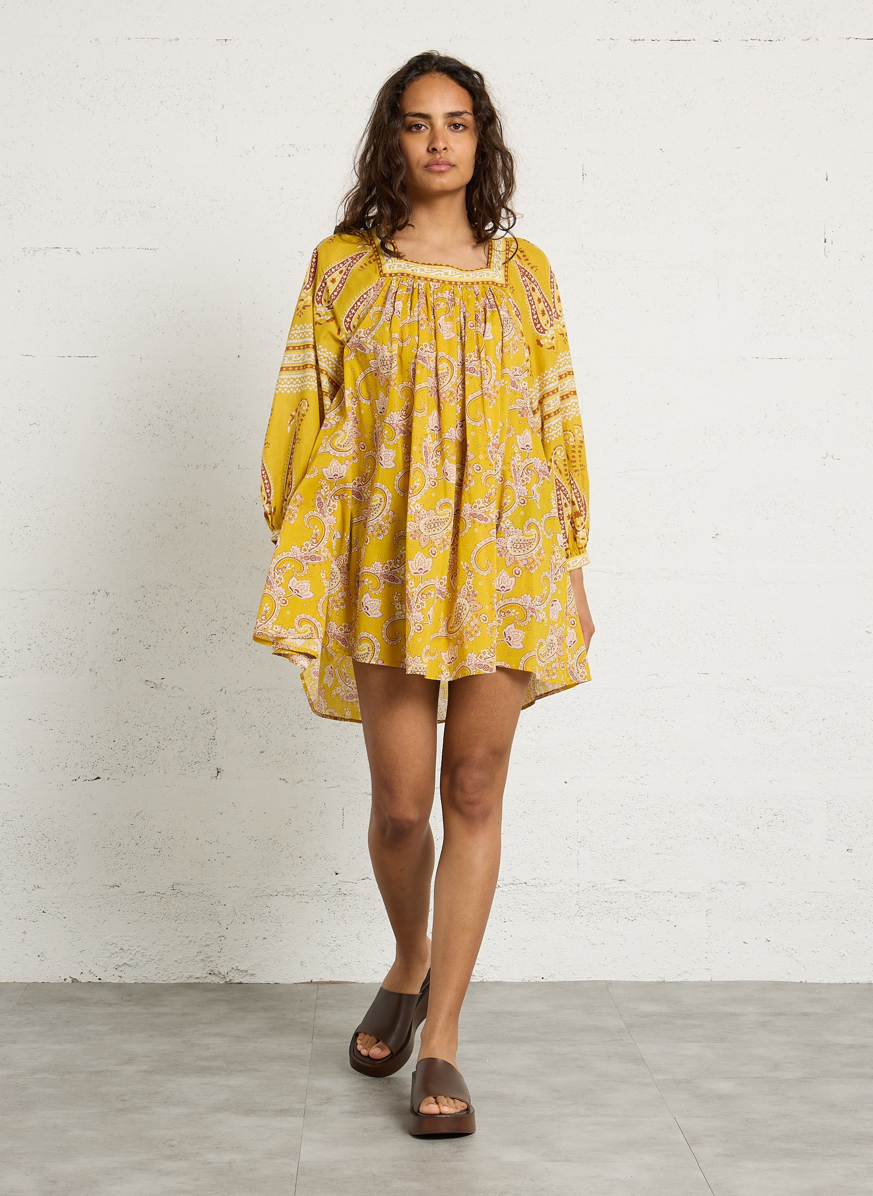 Robe courte ample en coton PETITE MENDIGOTE Vert