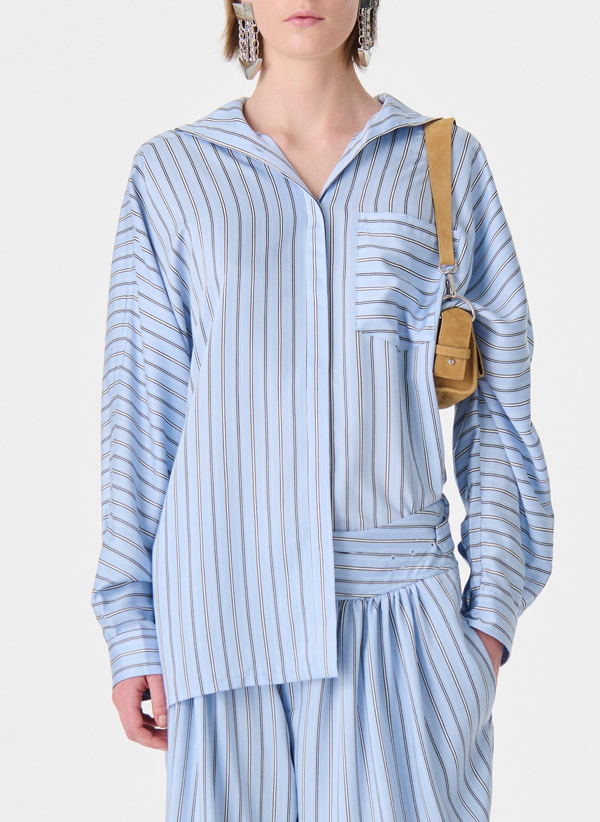 Wijde, gestreepte blouse IRO Blauw