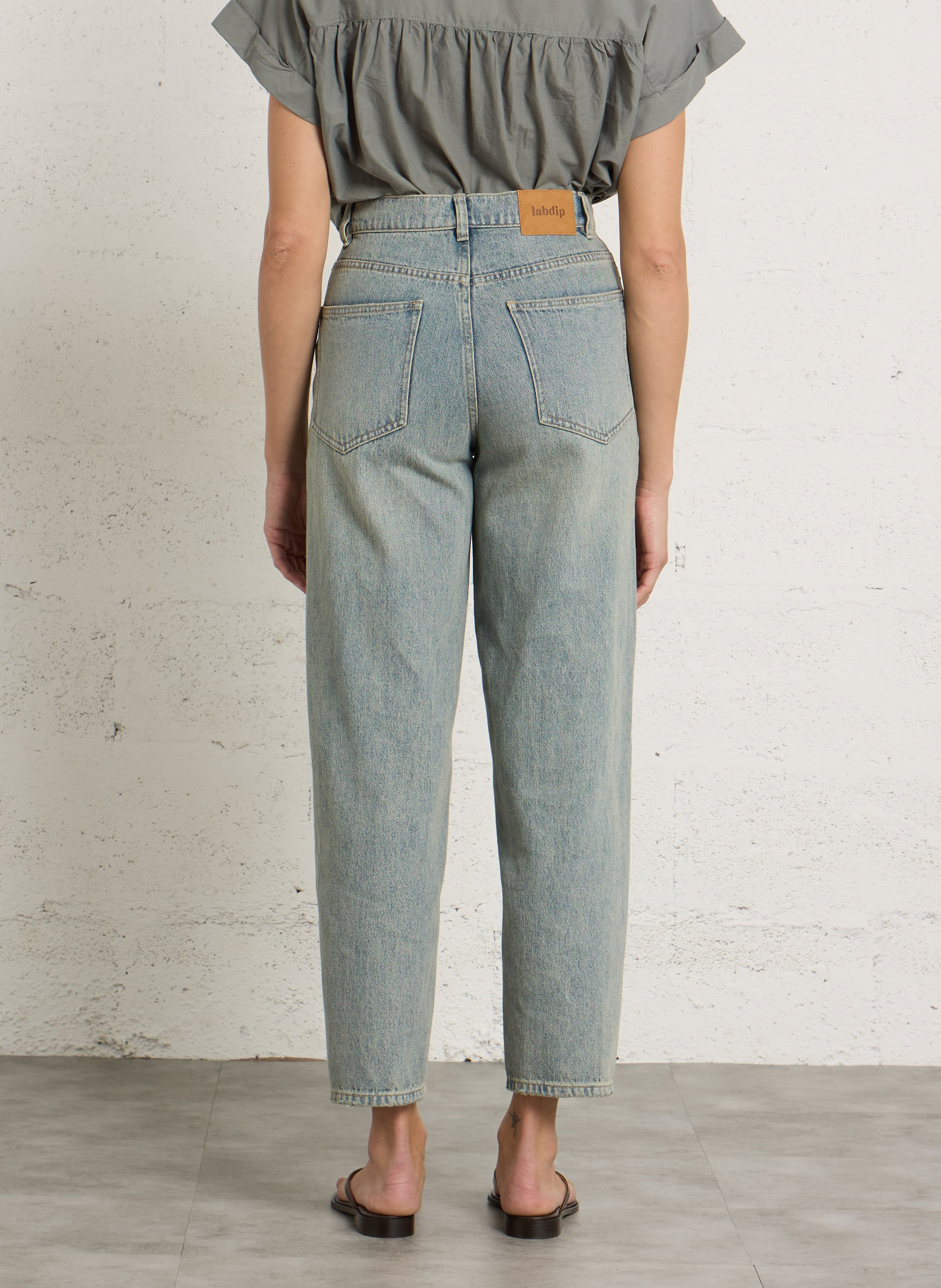 Jean balloon en coton LAB DIP Bleu