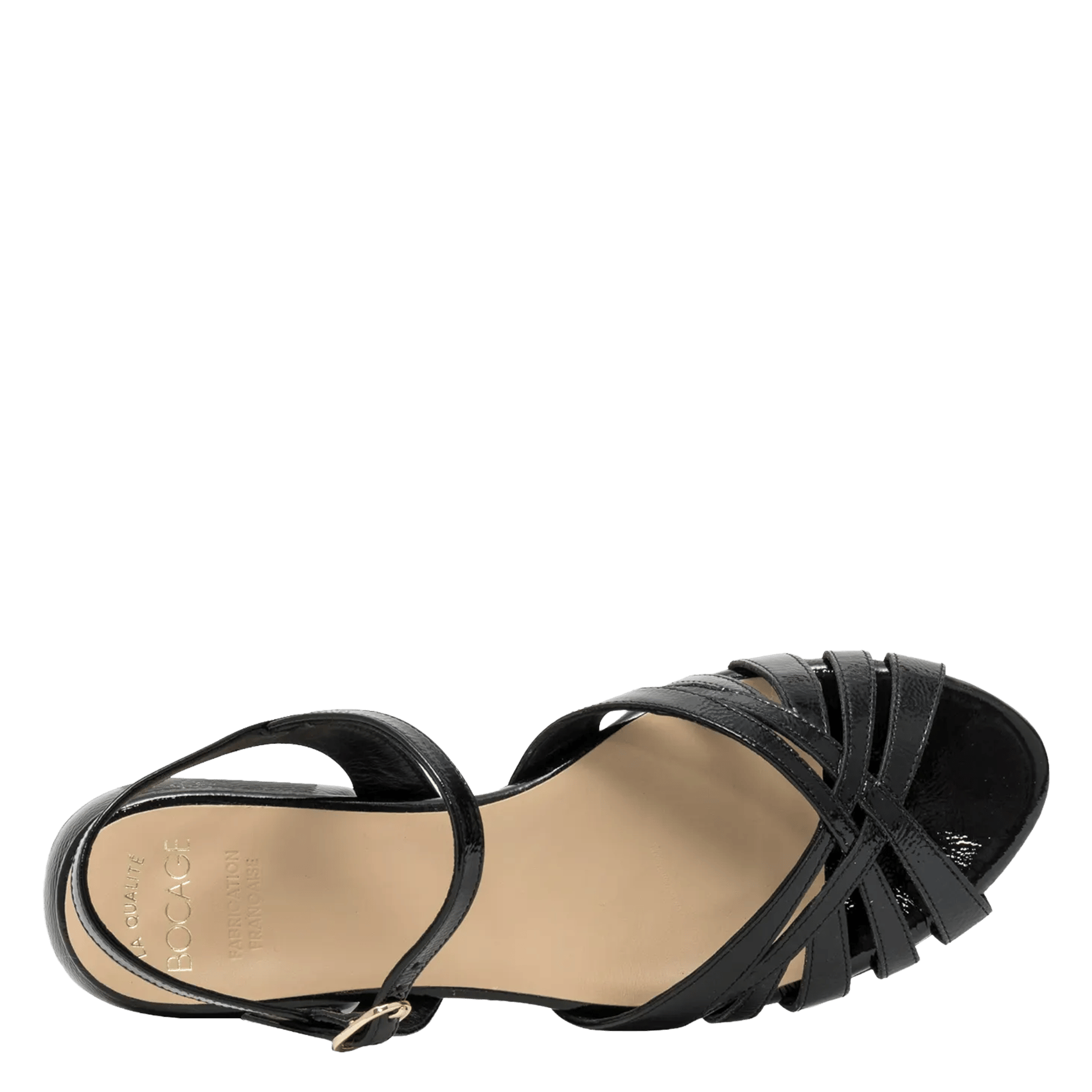 Flache Sandalen aus Lackleder BOCAGE Schwarz