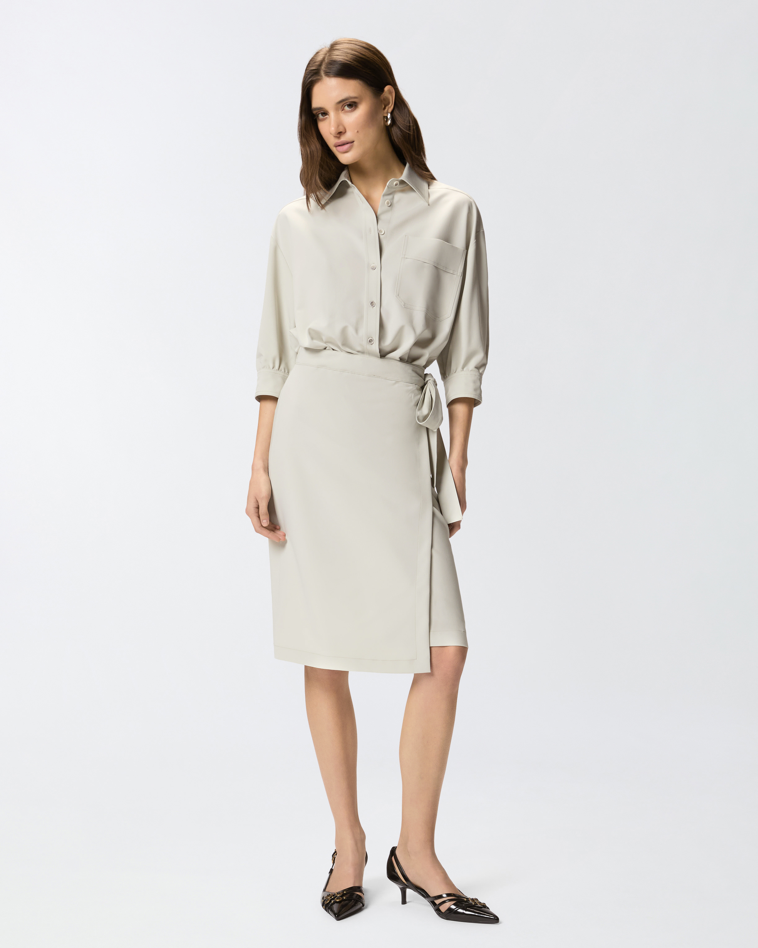 Robe midi avec haut chemise PINKO Gris
