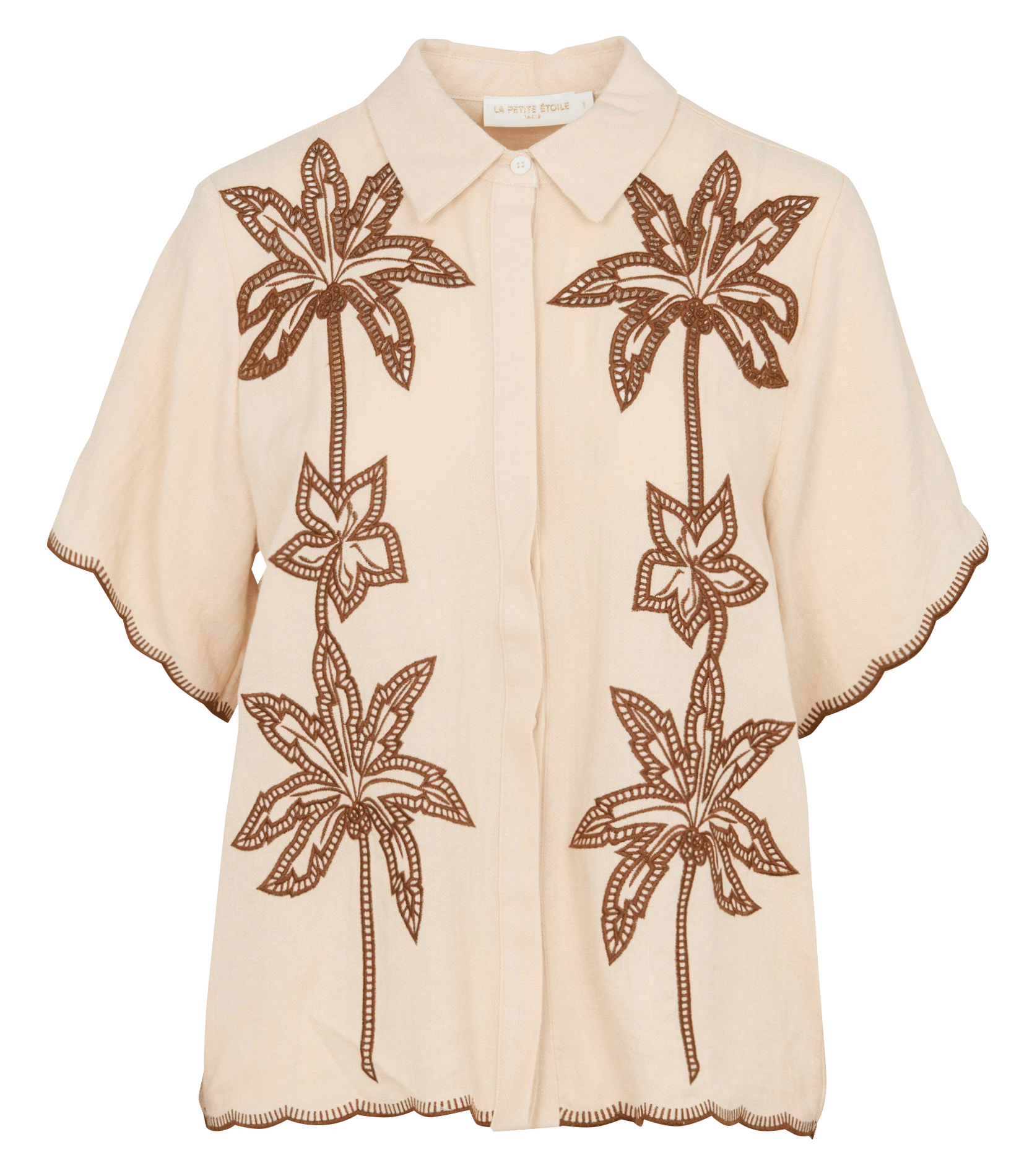 Rechte blouse met borduurwerk LA PETITE ETOILE Beige