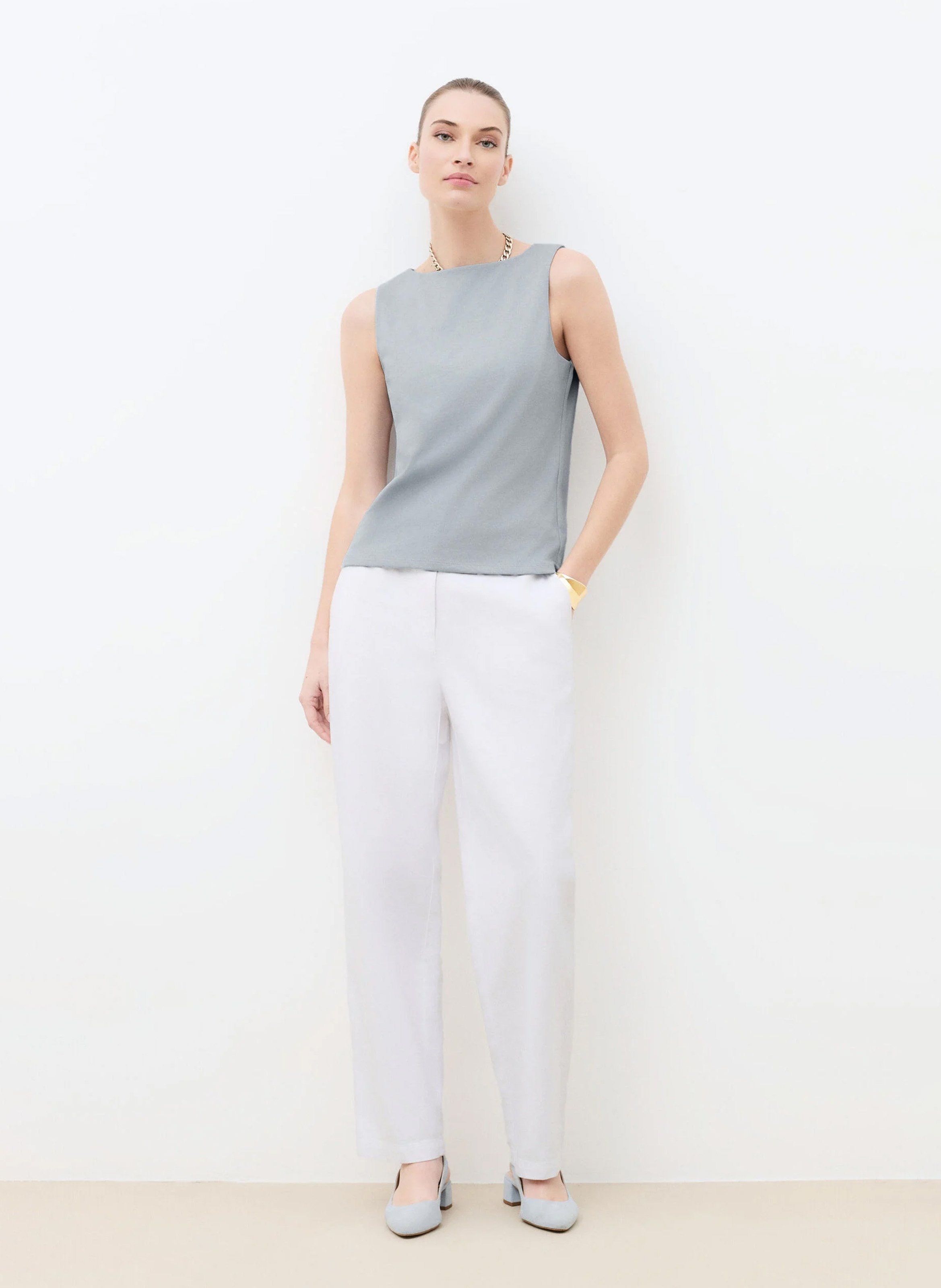 Débardeur droit en coton bio CAROLL Bleu