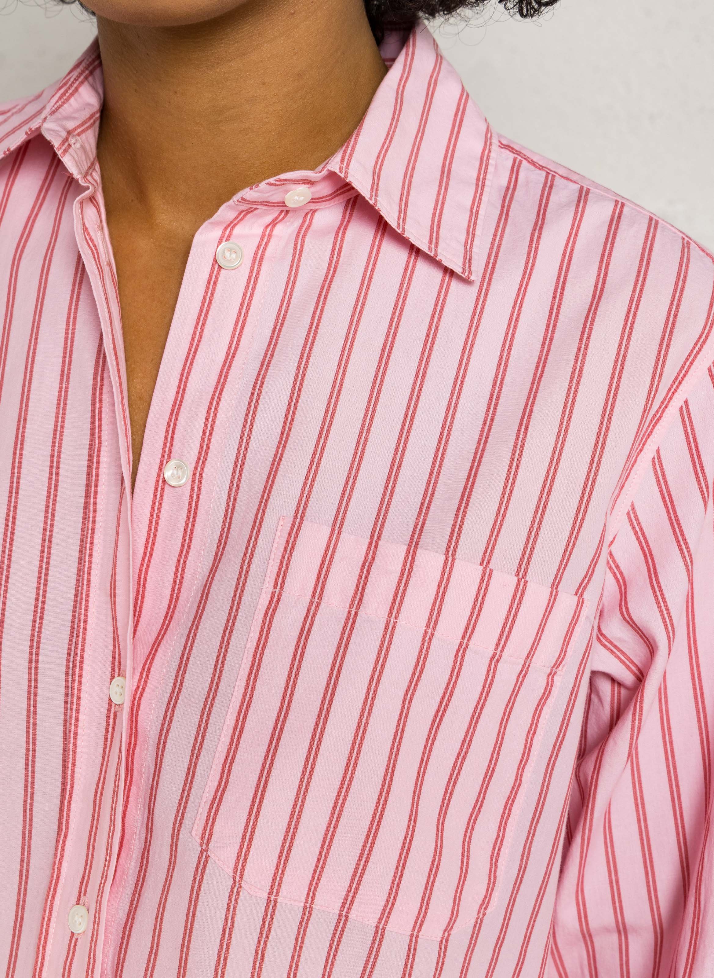 Chemise droite col classique rayée en coton HARTFORD Multicolore