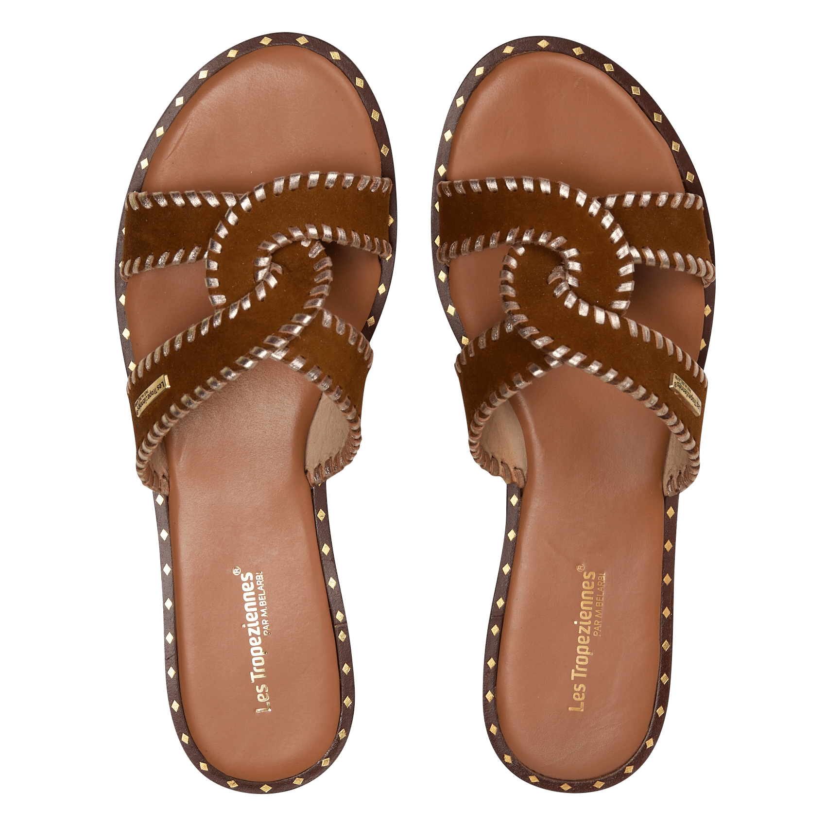 Flache Kalbsleder-Sandalen LES TROPEZIENNES PAR M.BELARBI Golden