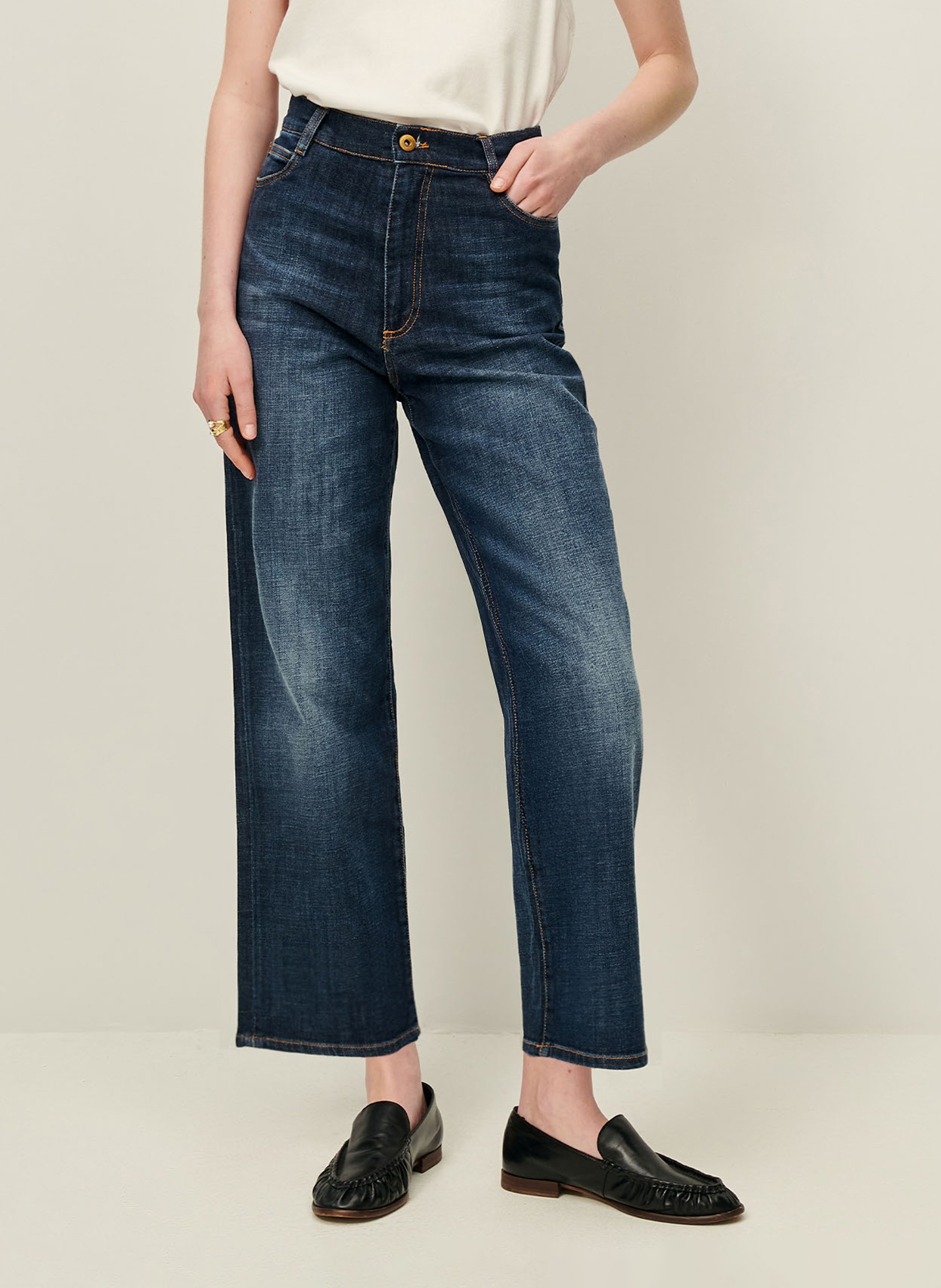 Jean droit taille haute délavé SESSUN Bleu