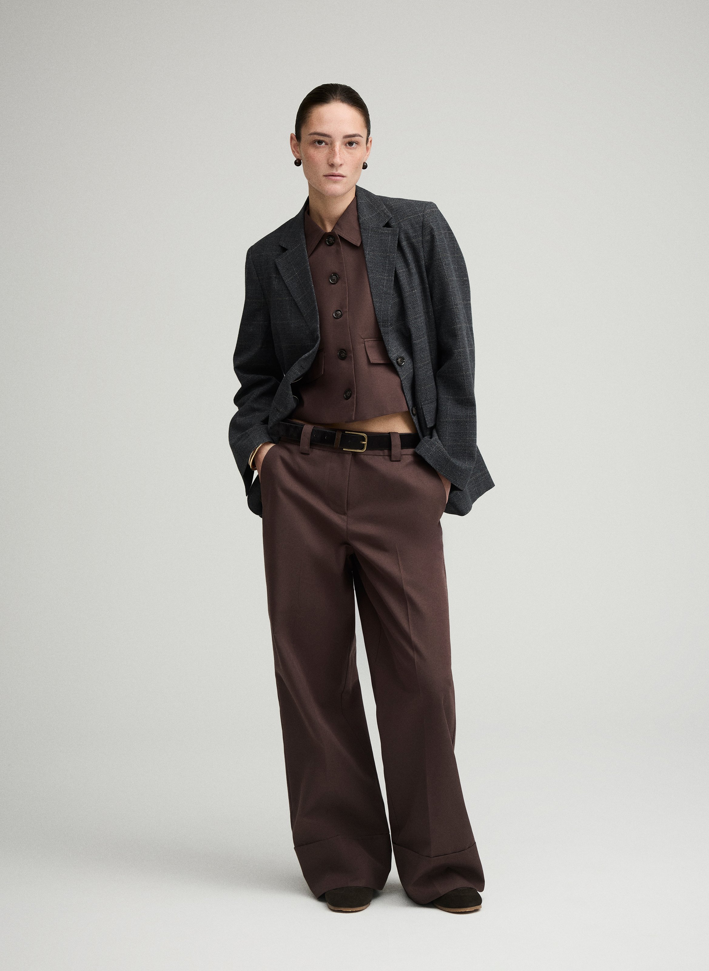 Weite Hose aus Baumwoll-Mix ROUGE EDIT Braun