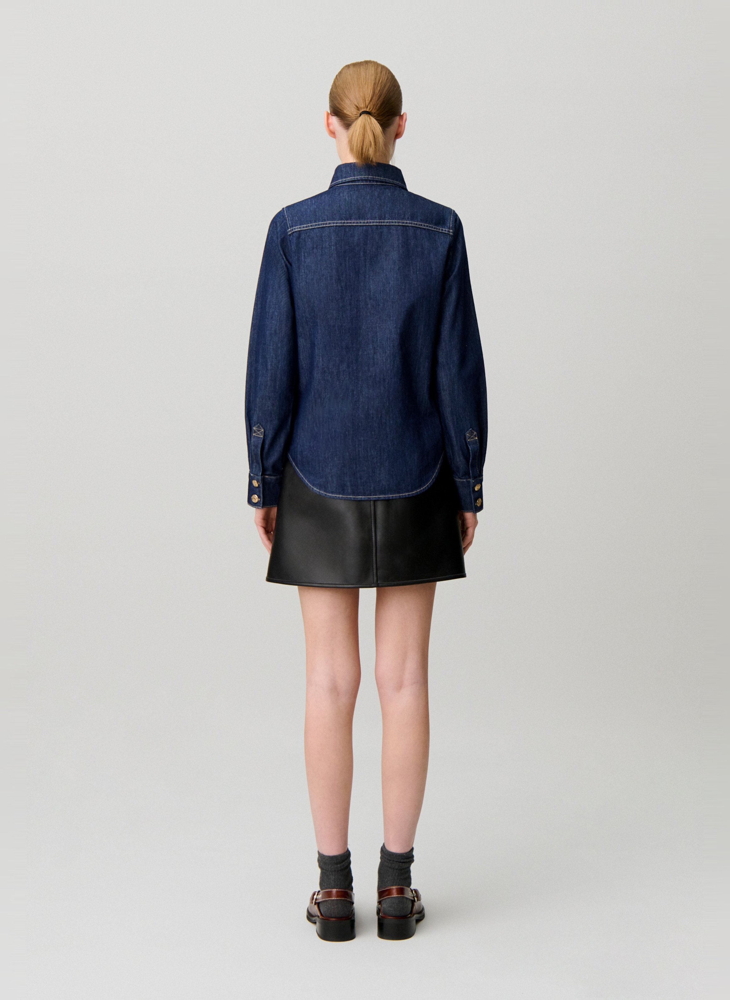 Chemise droite en coton CLAUDIE PIERLOT Bleu