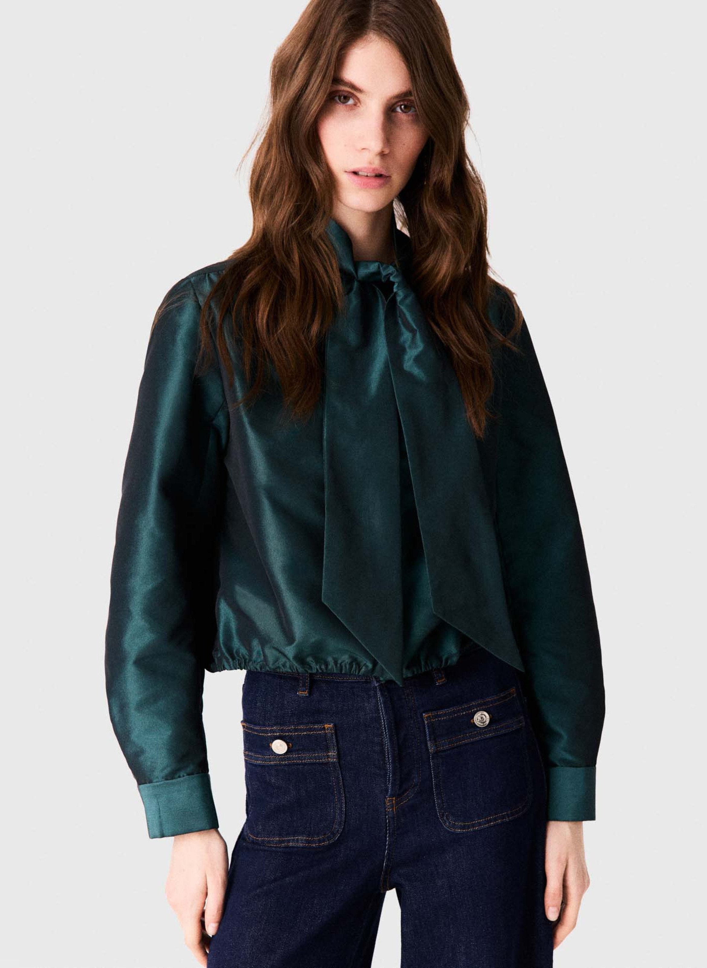 Blouse droite col à nouer MAJE Vert