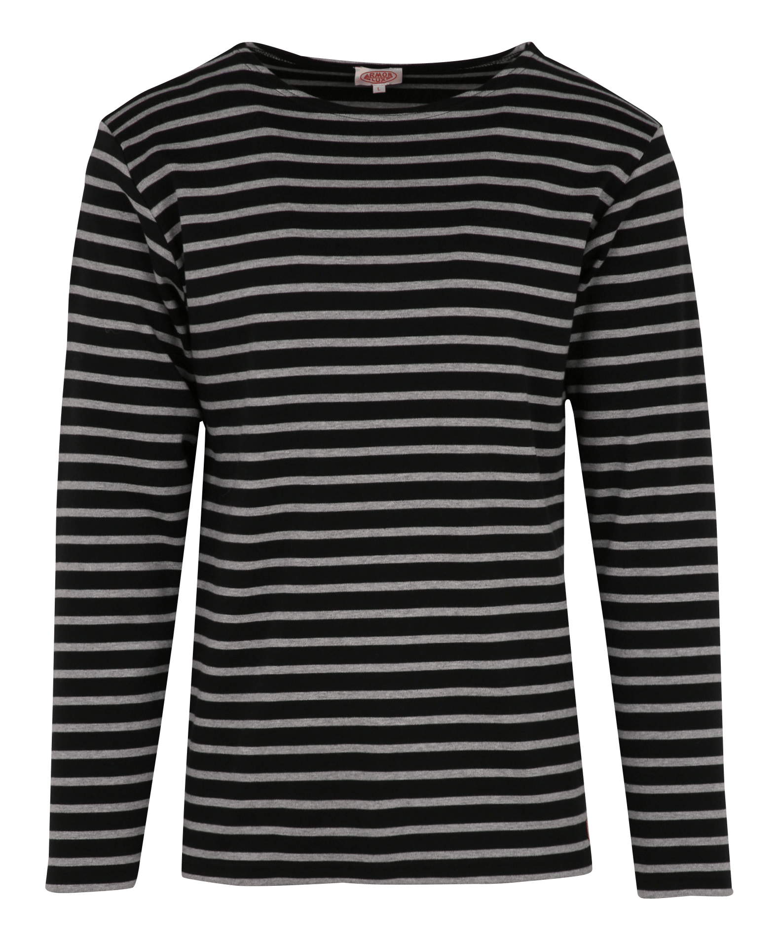 Regular-fit interlock cotton Breton top with round neck ARMOR LUX Black