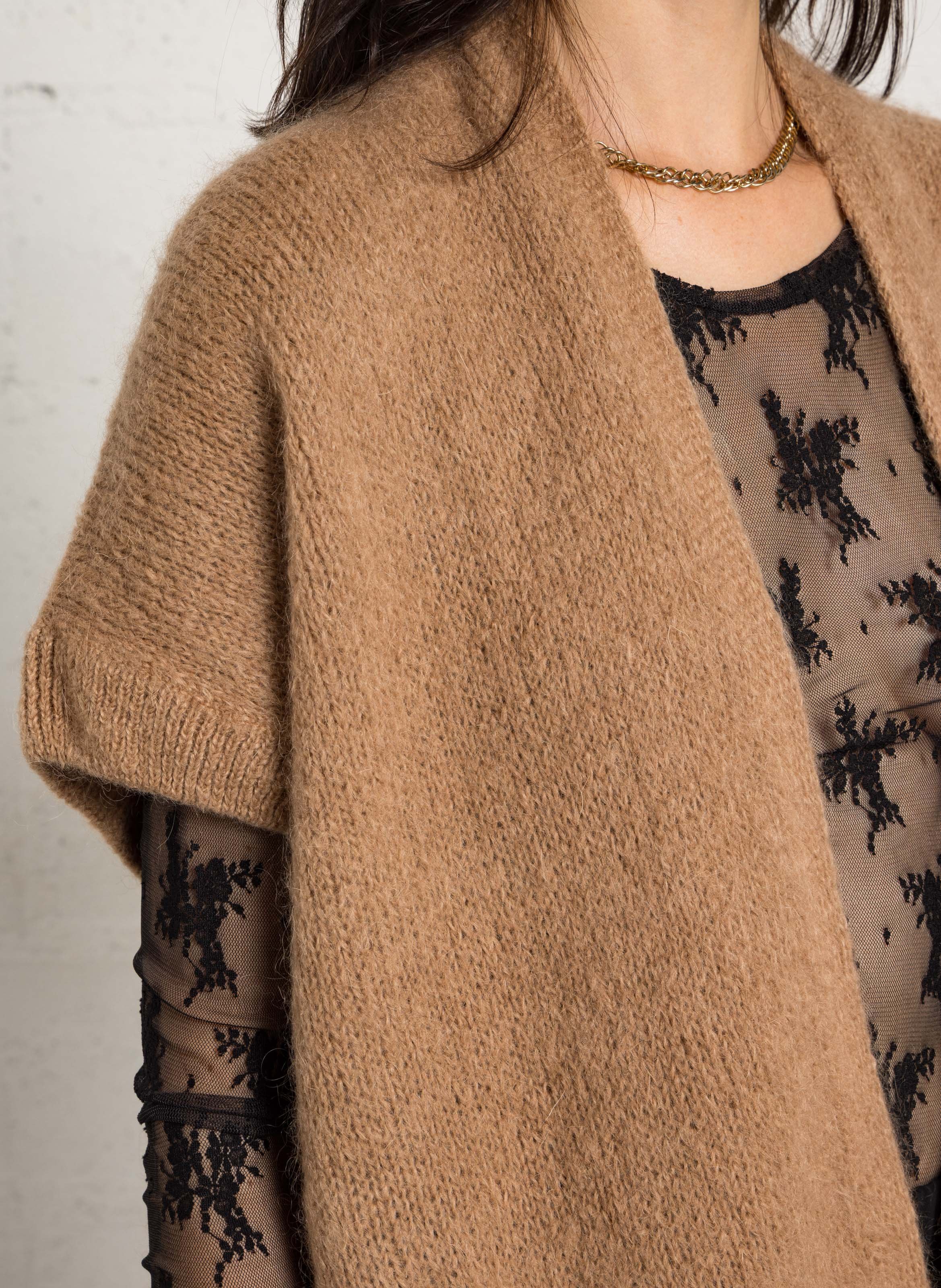 Sleeveless wool-blend cardigan PLEASE Brown