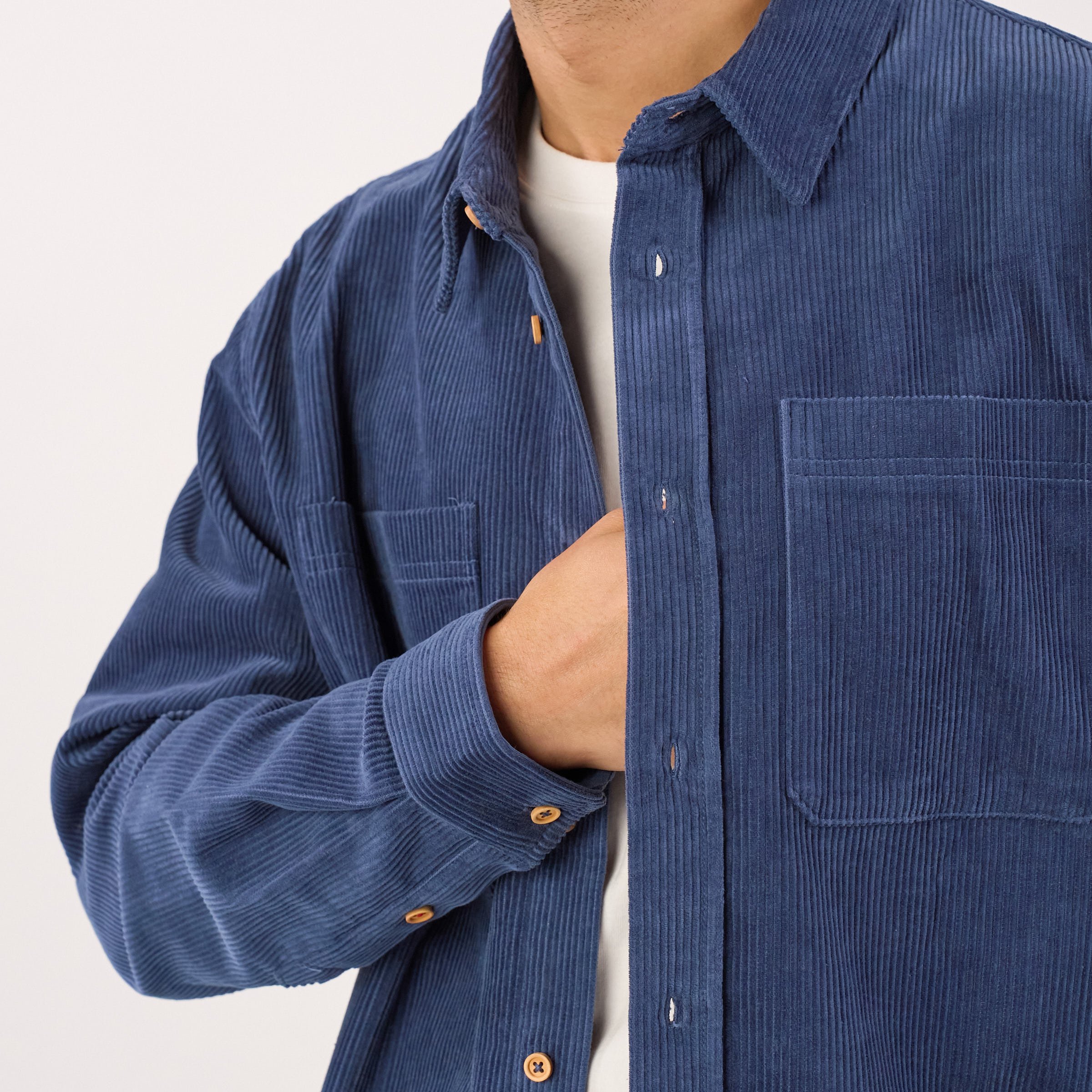 Oversized velvet overshirt | Blue BILLYBELT Men