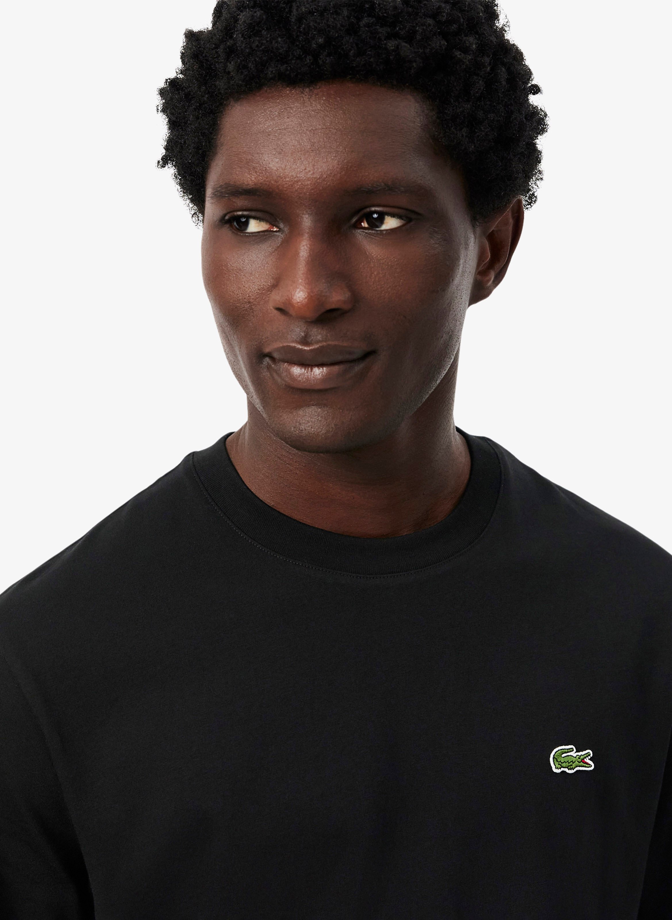Einfarbiges T-Shirt mit Baumwolllogo LACOSTE Schwarz