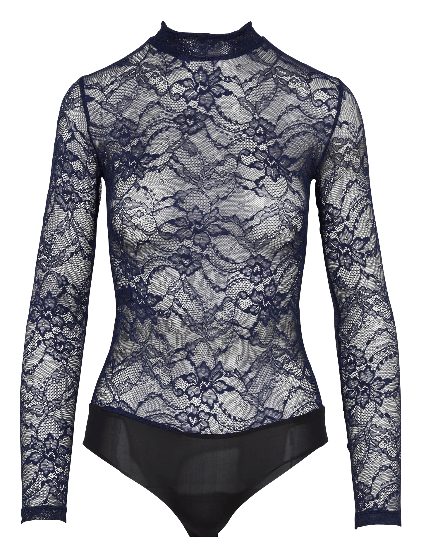 Kanten body met opstaande kraag LA NOUVELLE Blauw