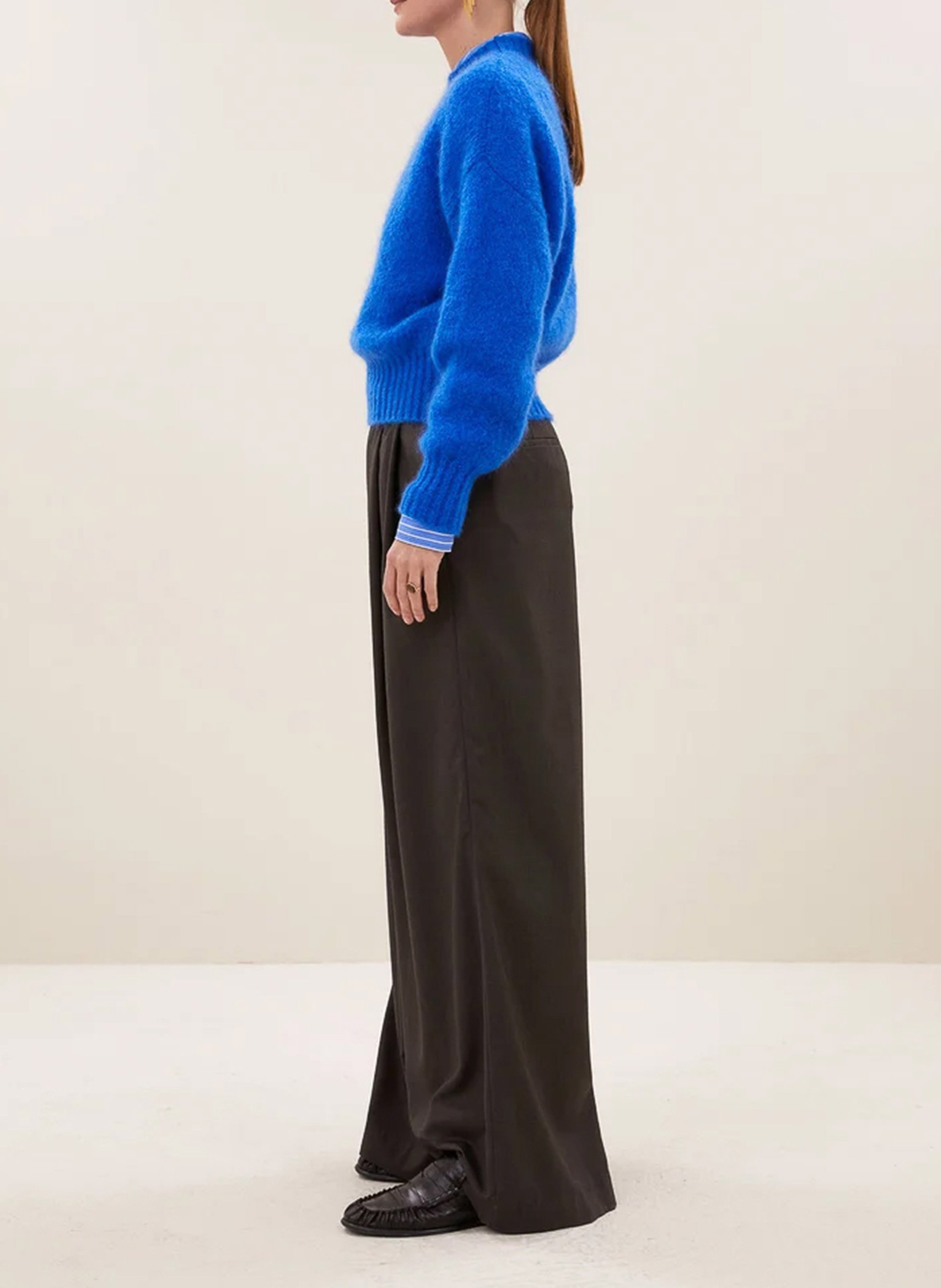 Pull oversize en laine mélangée | Bleu BY BAR Femme