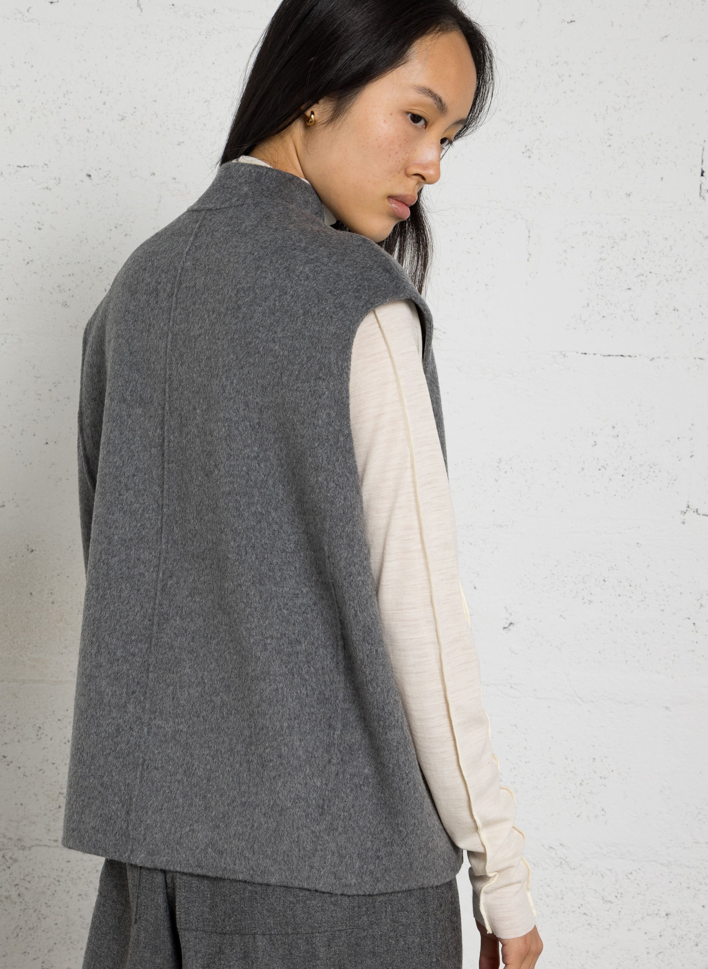 Short high-neck wool blend jacket SOEUR Grey