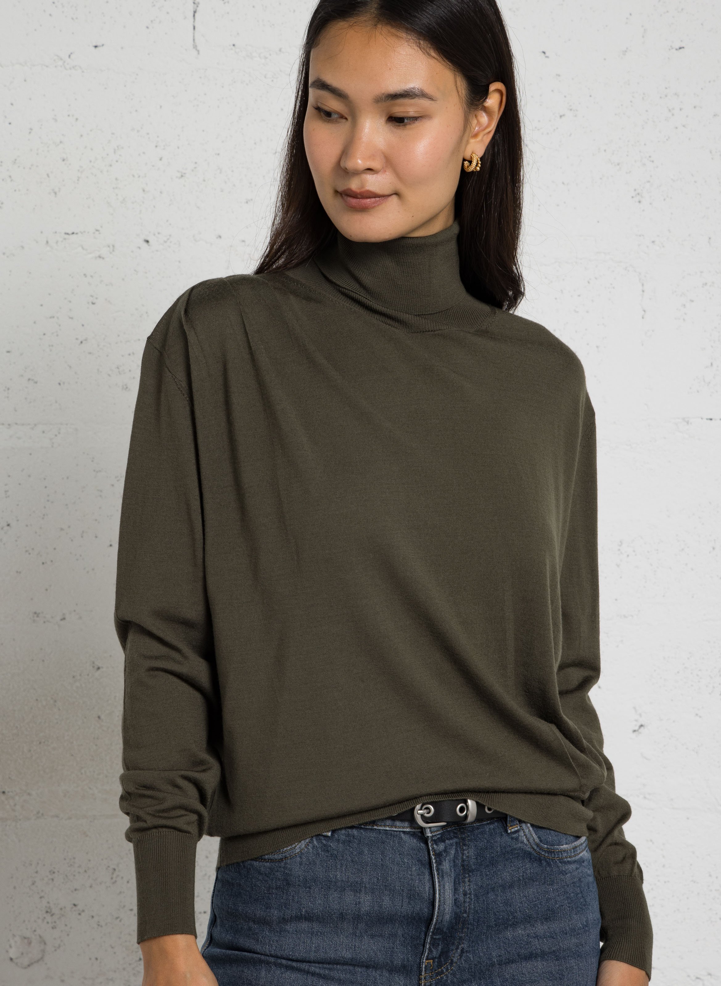 Wool turtleneck sweater  Kaki