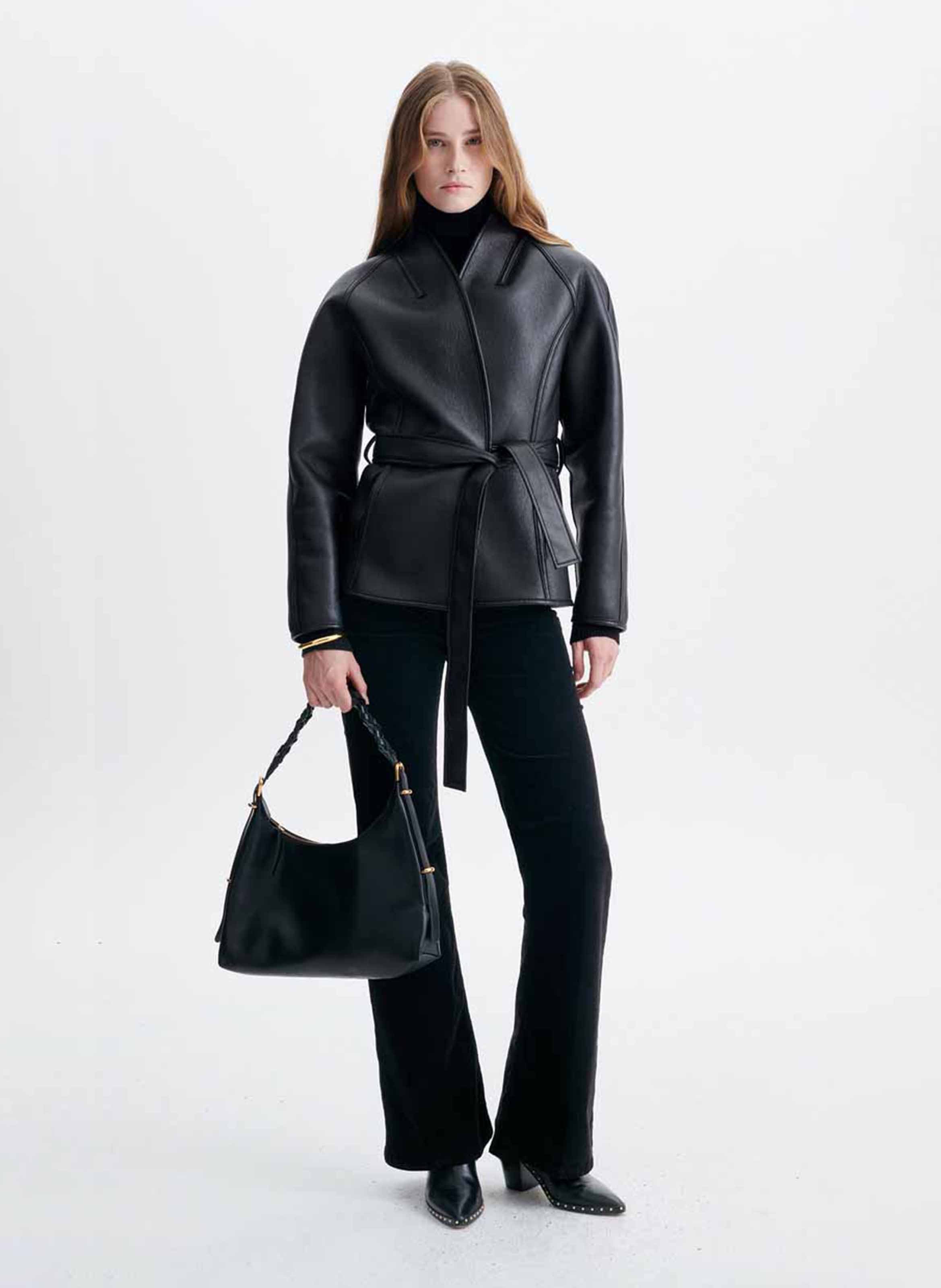 veste effet cuir col v VANESSA BRUNO Noir