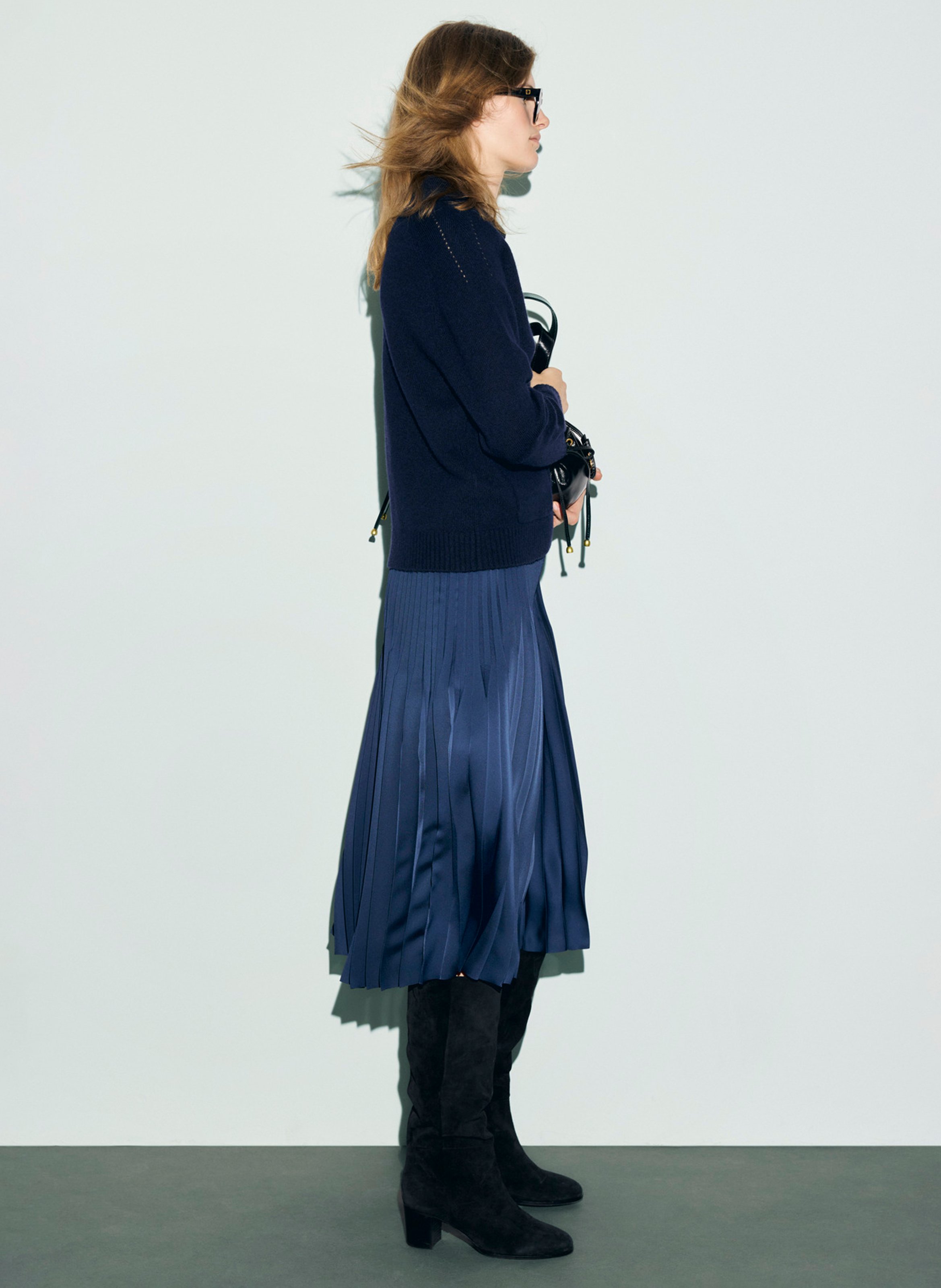 Jupe midi plissée GERARD DAREL Bleu