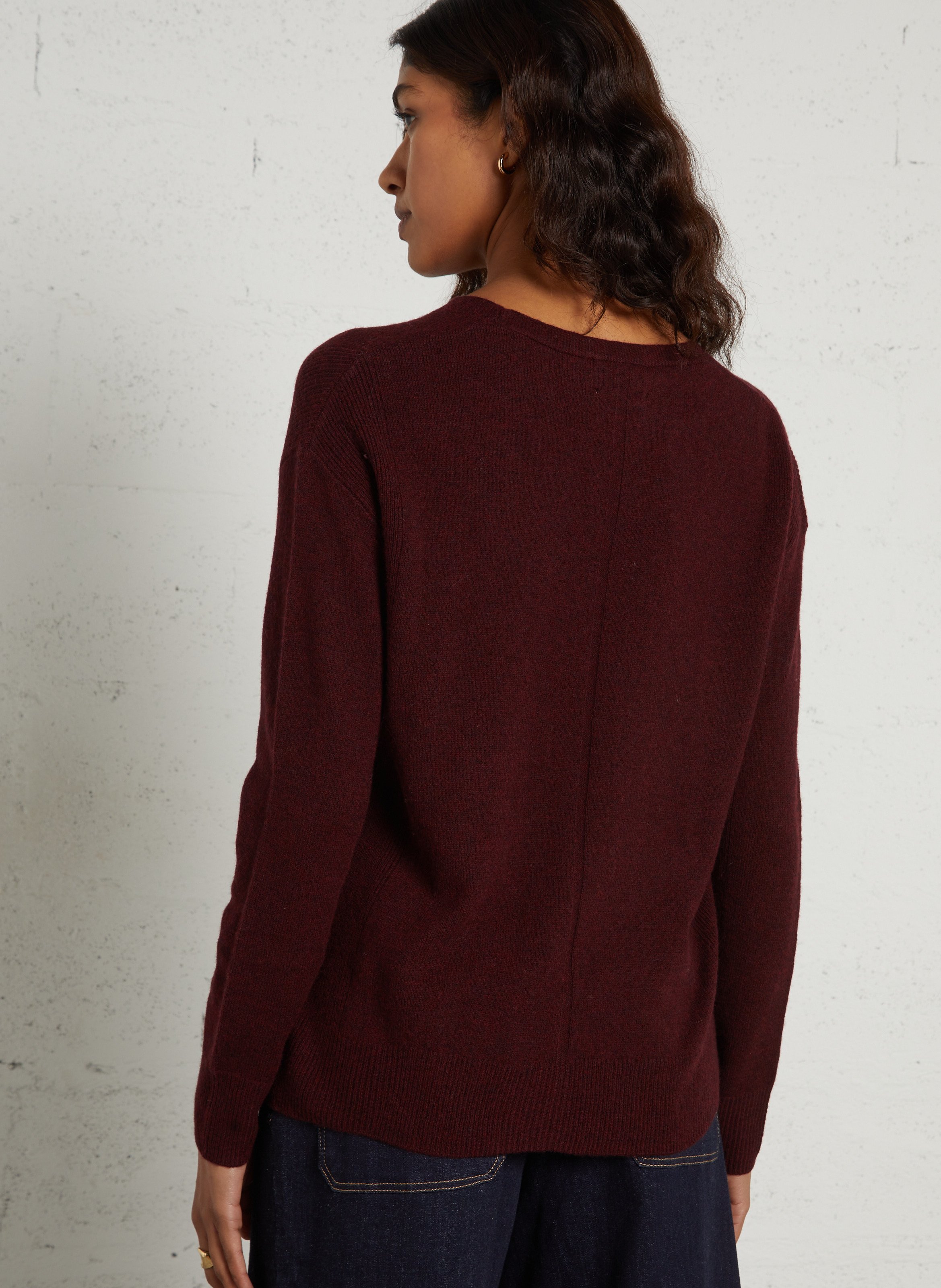 Pull droit col v en laine MAISON 123 Rouge