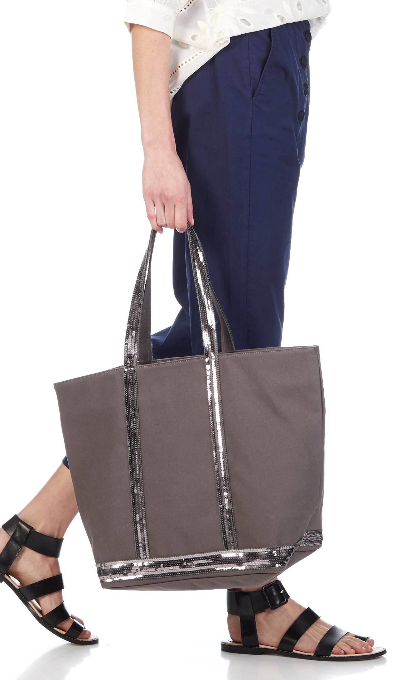 Cabas L à sequins en toile de coton  VANESSA BRUNO Gris