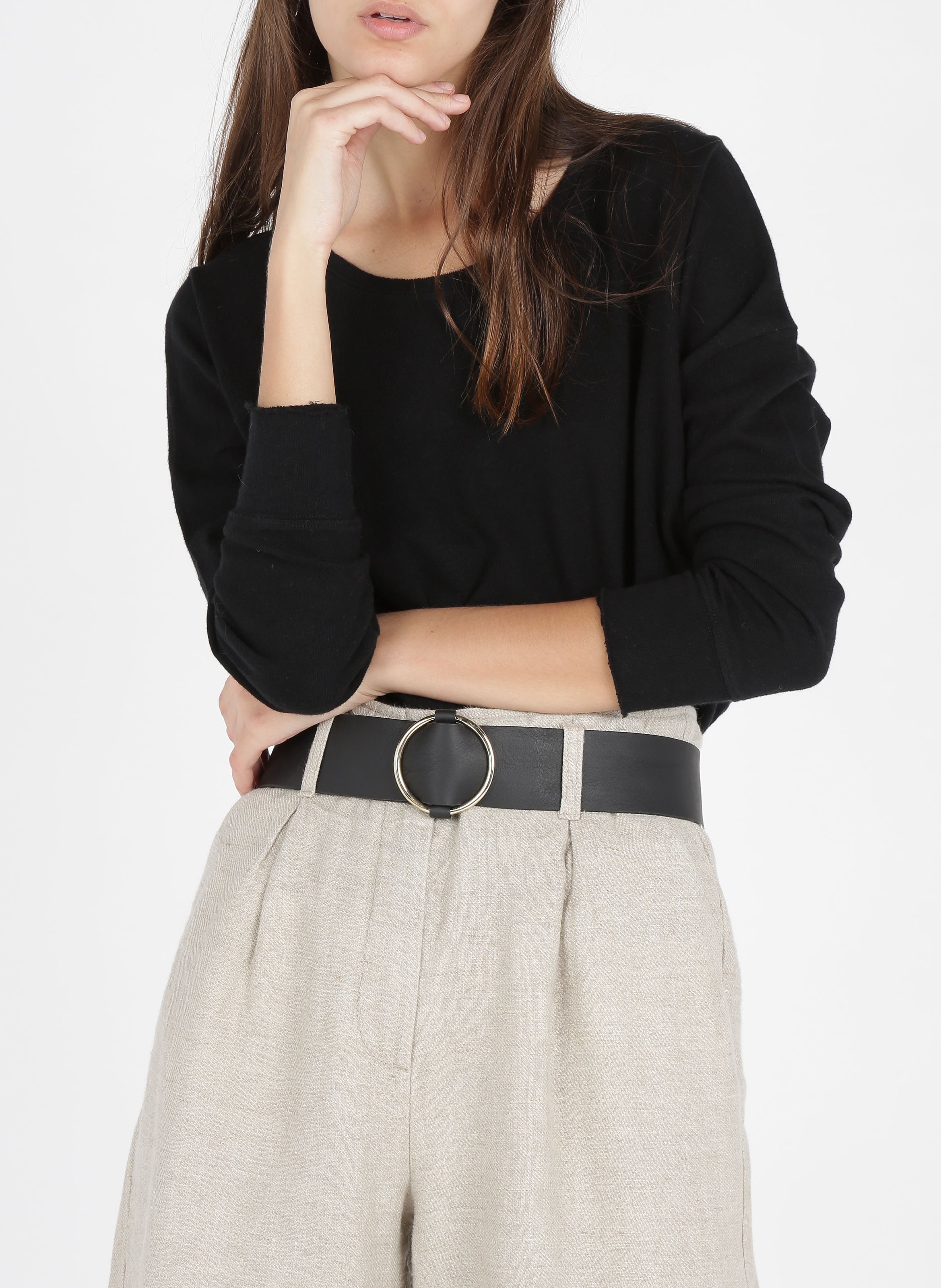 Tee-shirt col bateau en coton AMERICAN VINTAGE Noir