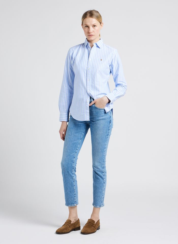 Blue Striped cotton shirt with classic collar