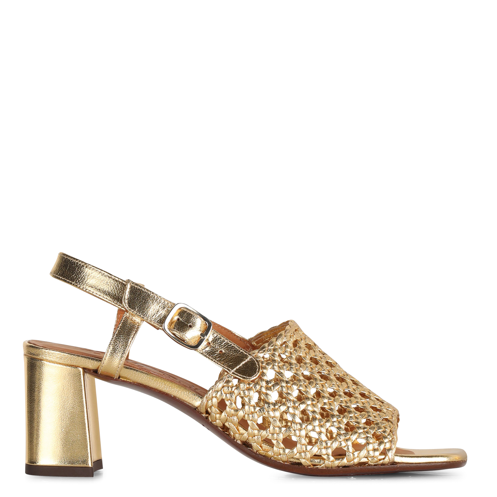 Glanzende, leren sandalen met hak CHIE MIHARA Goudkleurig