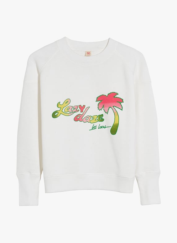 Round-Neck cotton-Blend sweater White Bellerose Child Place