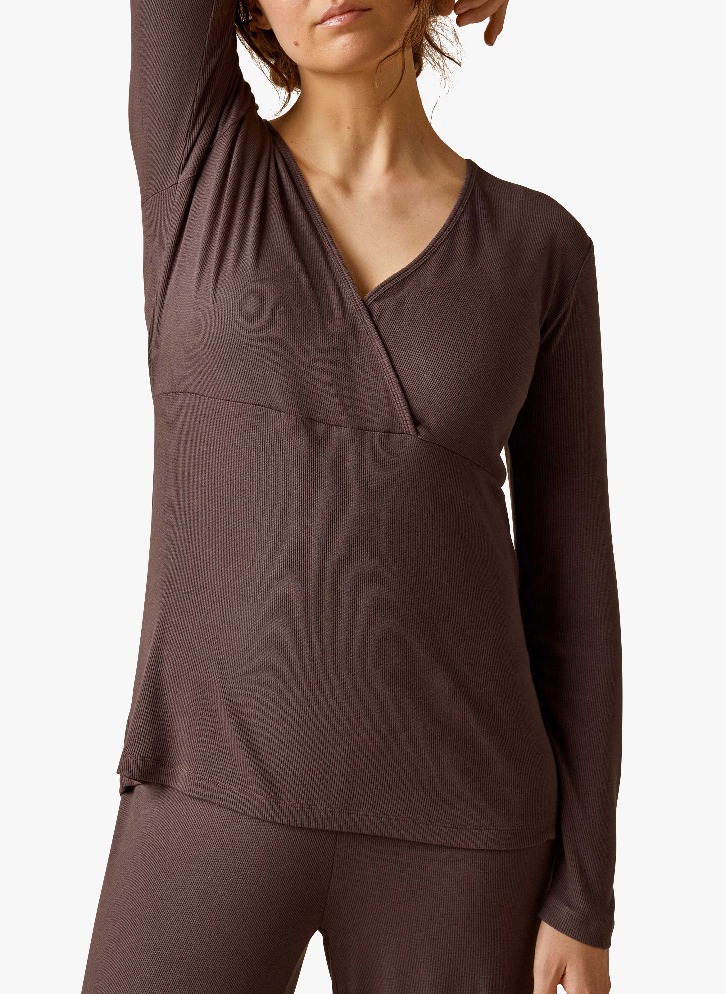 Haut de pyjama de grossesse côtelé BOOB Marron