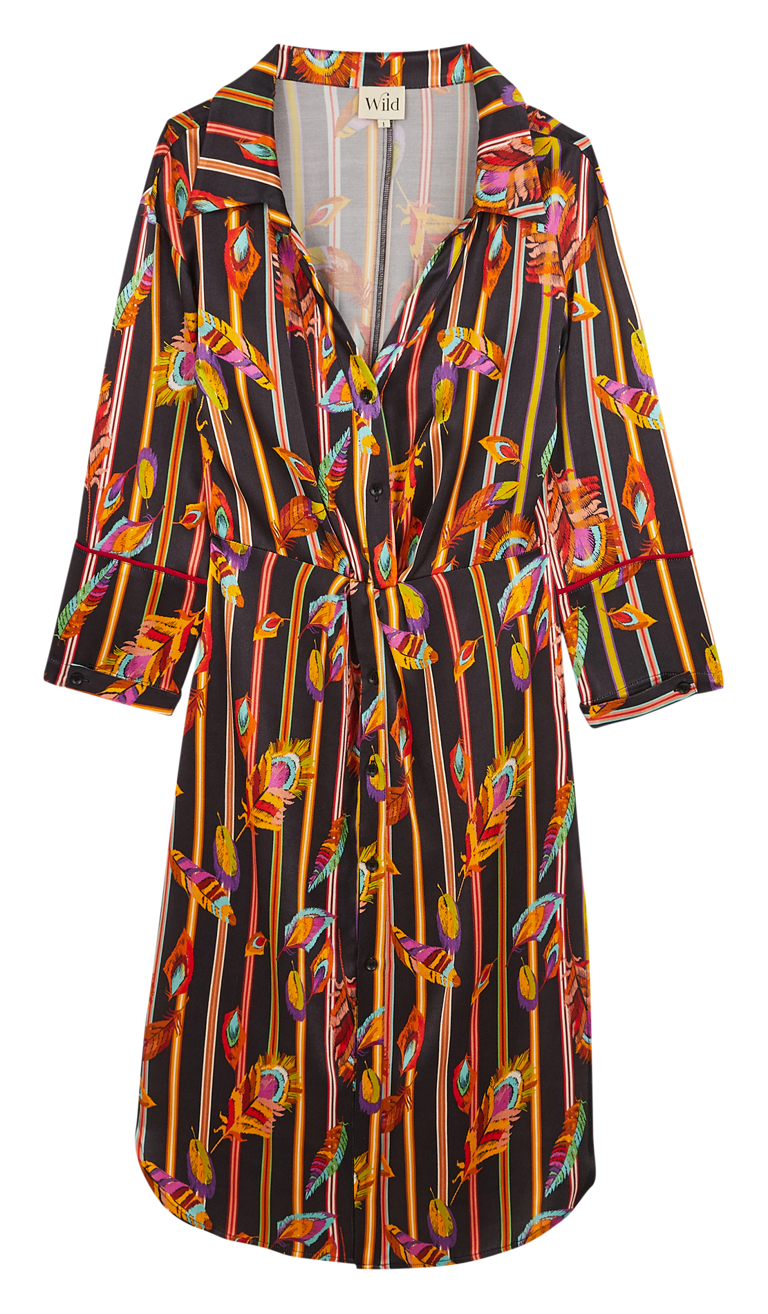 Printed shirt dress with classic collar WILD Black