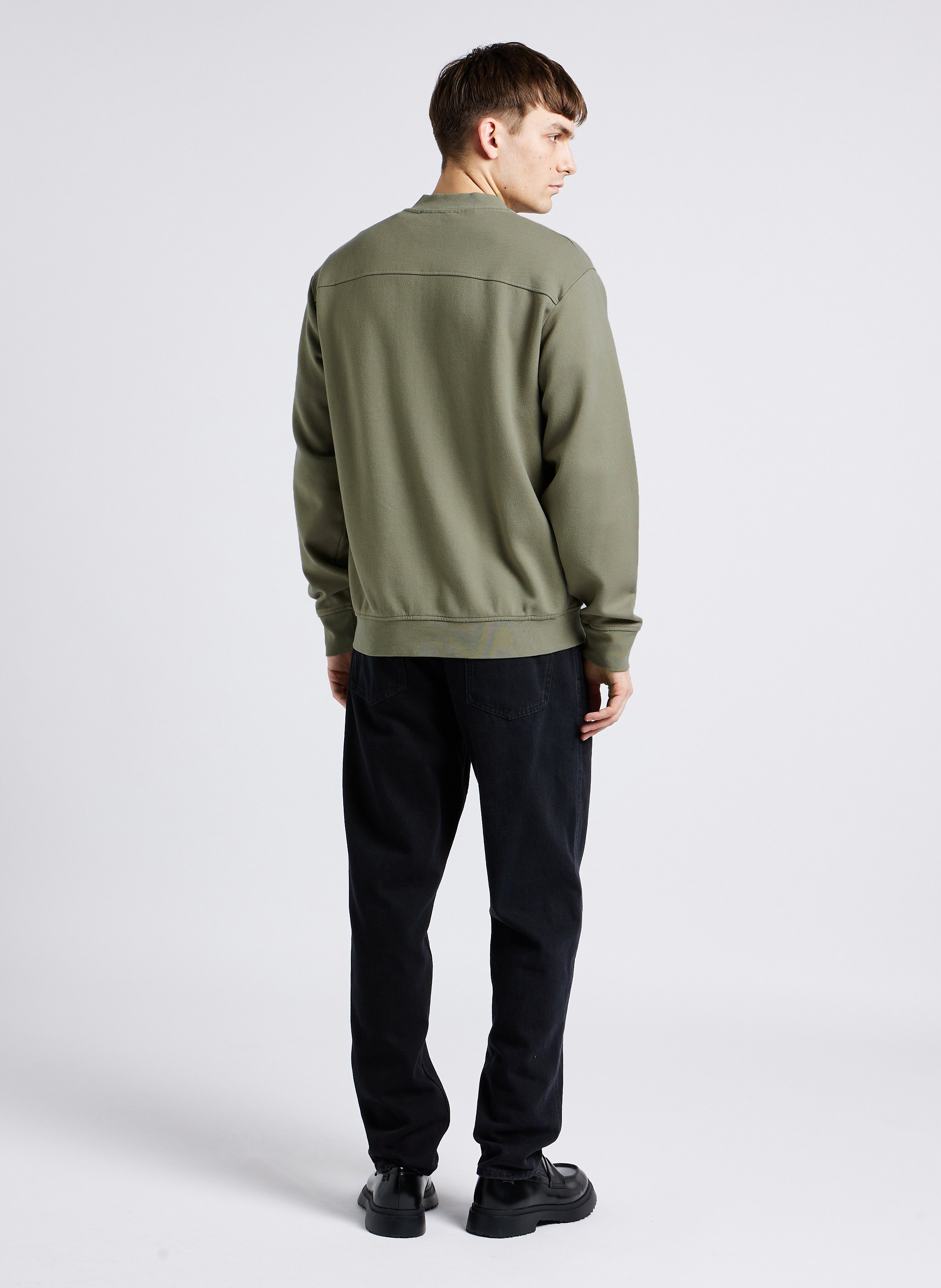 Gilet droit col teddy en coton bio mélangé SELECTED Gris