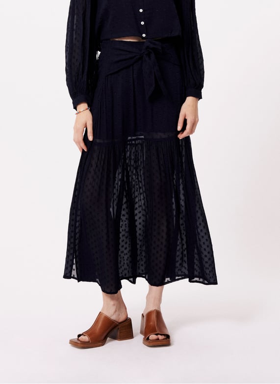 Jupe Longue En Plumetis Cira Bleu Marine Frnch Femme FF24 31 BLEU MARINE BLEU MARINE Place des Tendances Belgique