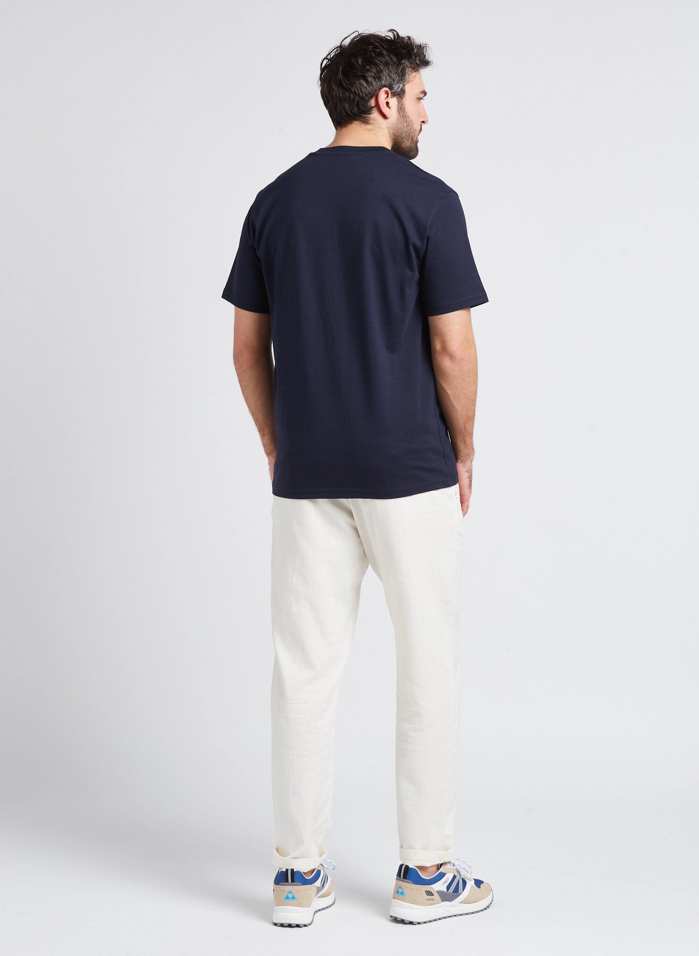 Organic cotton round-neck T-shirt SELECTED Blue