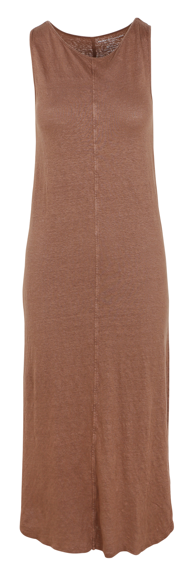 Robe midi droite en lin mélangé MAJESTIC FILATURES Marron