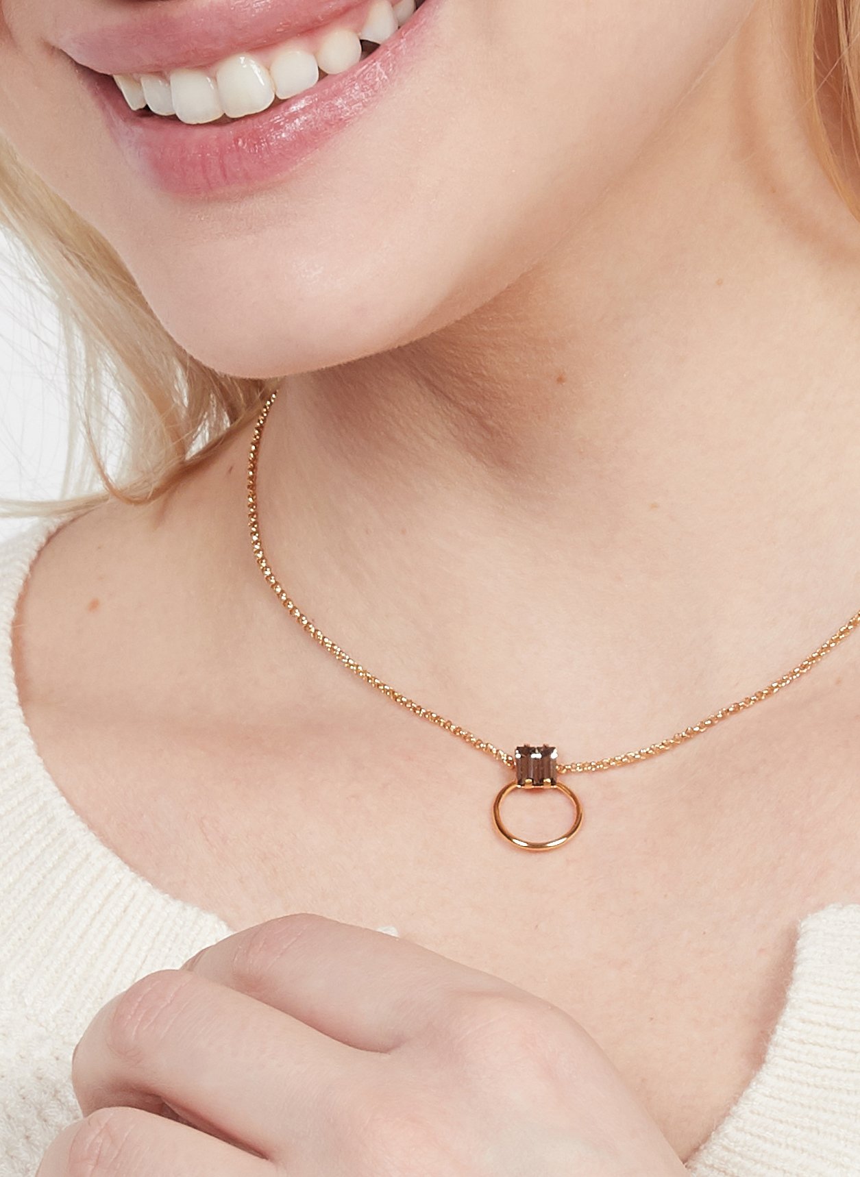 Gold-plated brass necklace MEDECINE DOUCE Grey