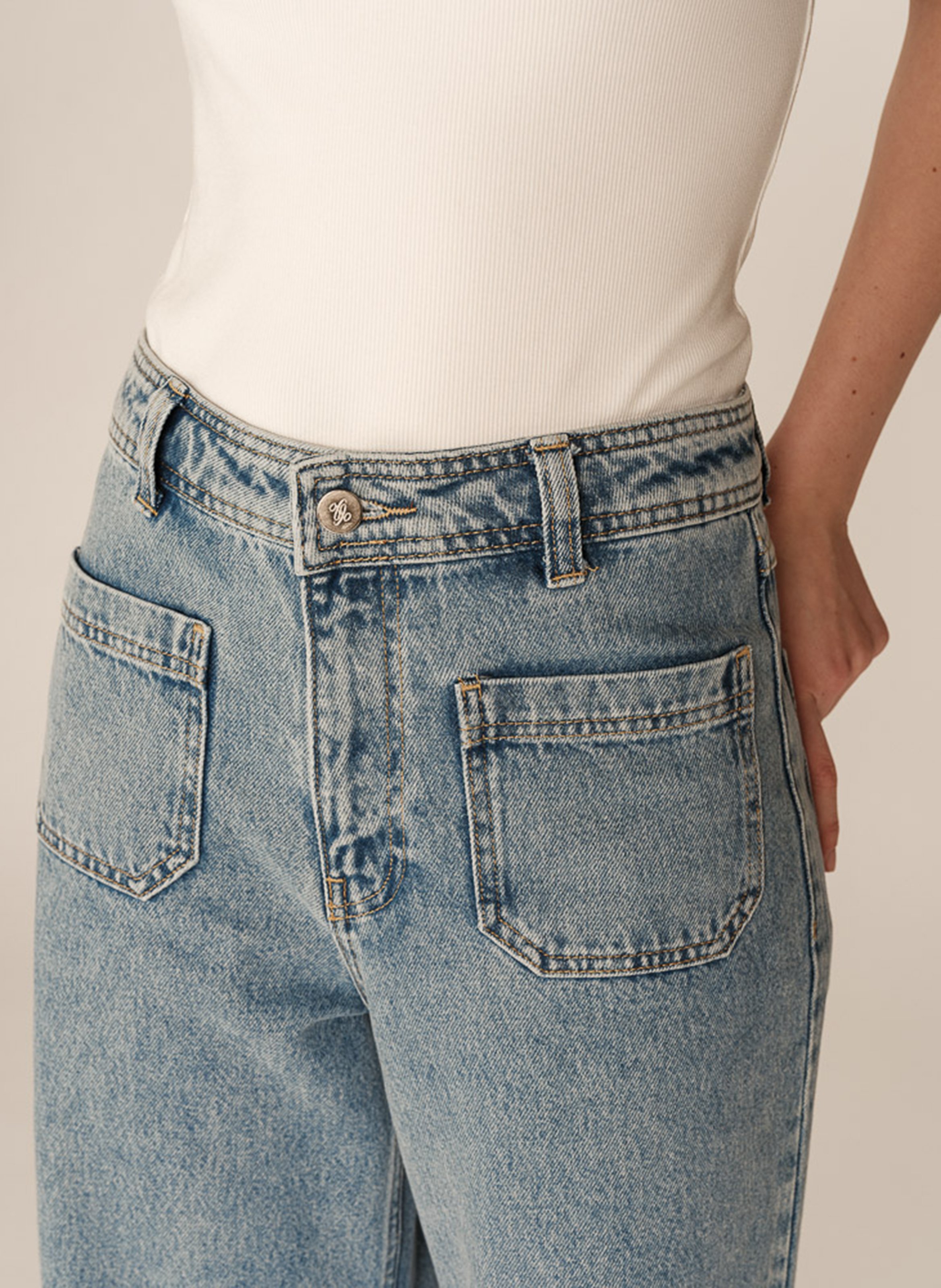 Straight leg wide leg jeans GRACE ET MILA Blue