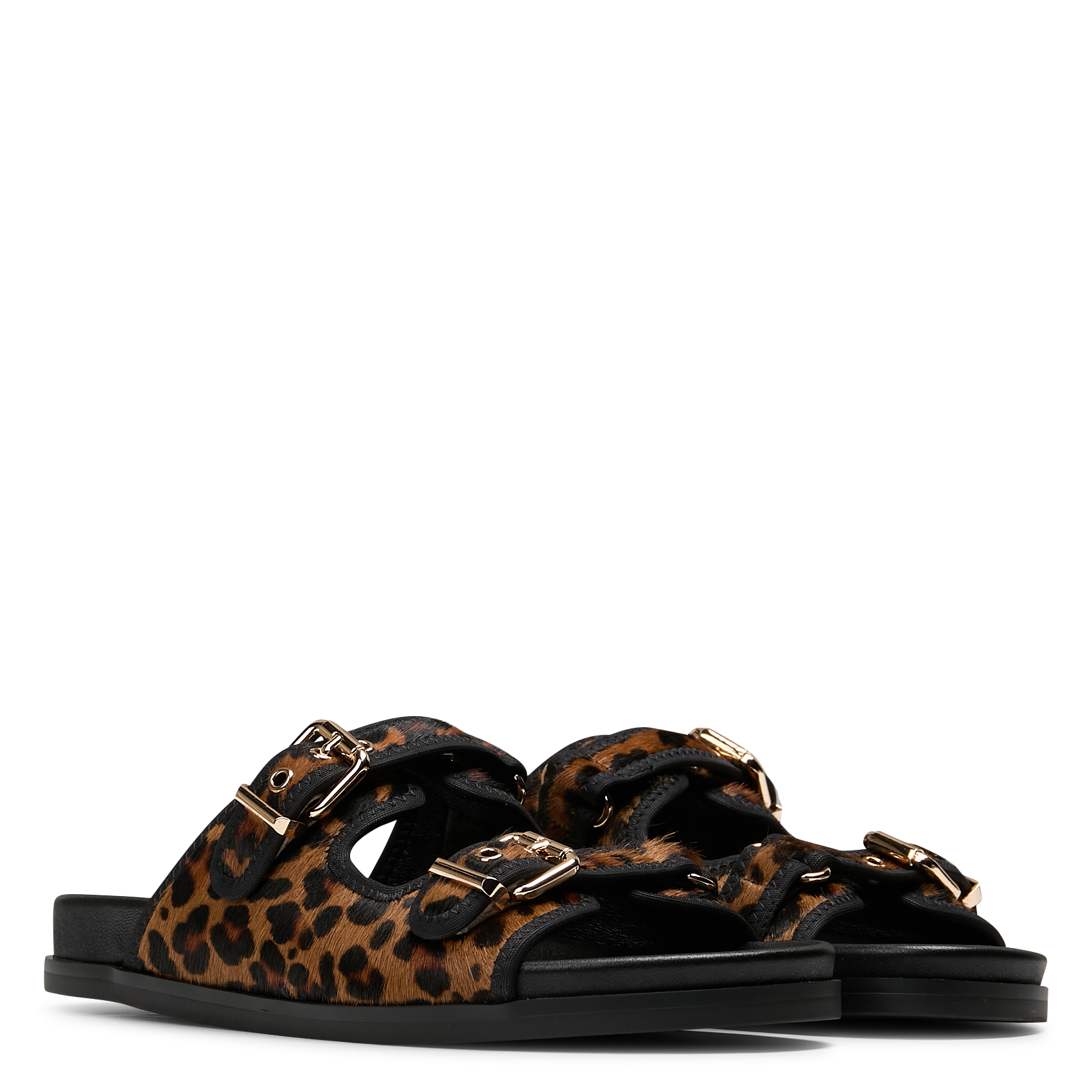 Sandales plates en cuir imprimé MI/MAI Multicolore